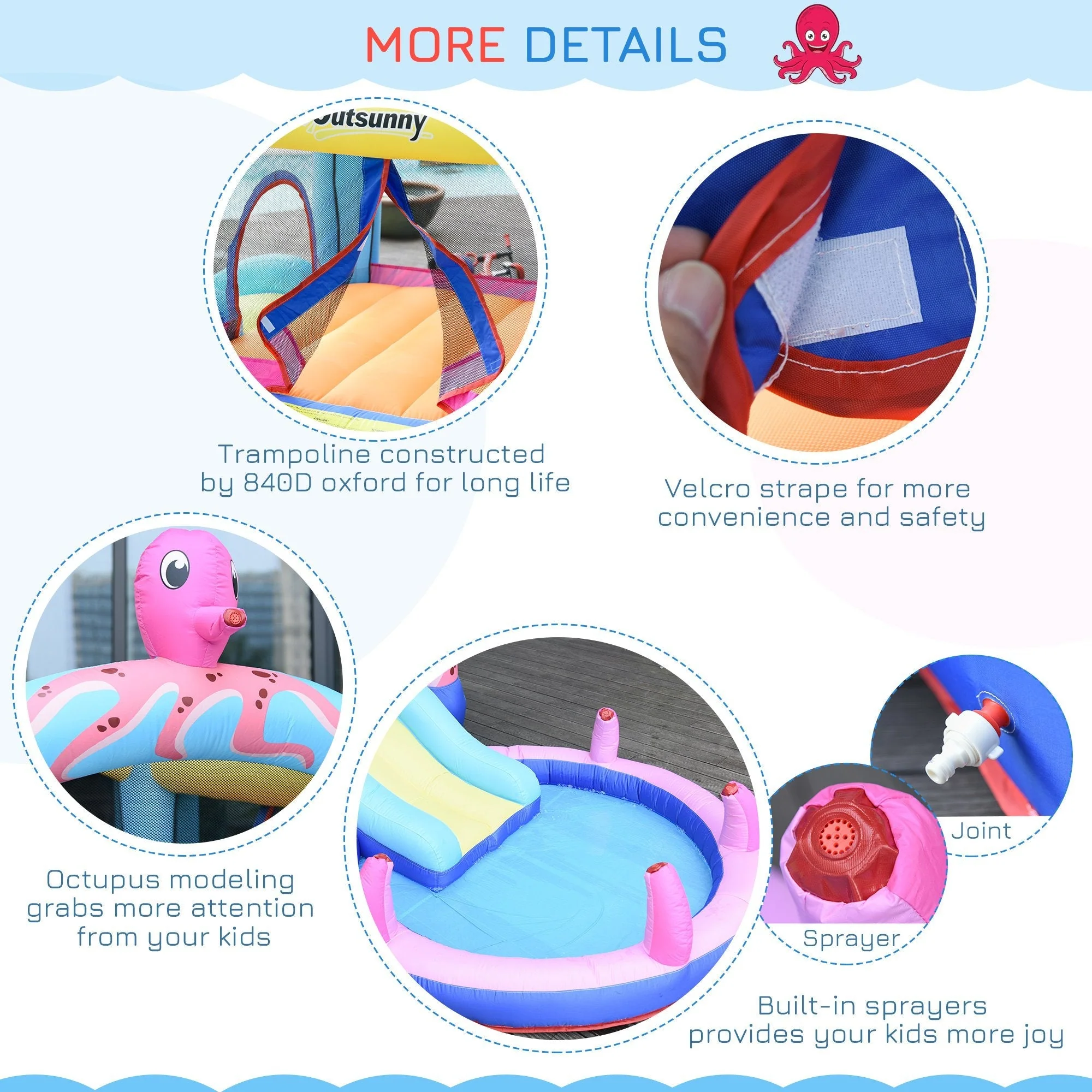Bounce Castle Inflatable Trampoline Slide Pool Octopus Design 3.8 x 2 x 1.8m - Image 8