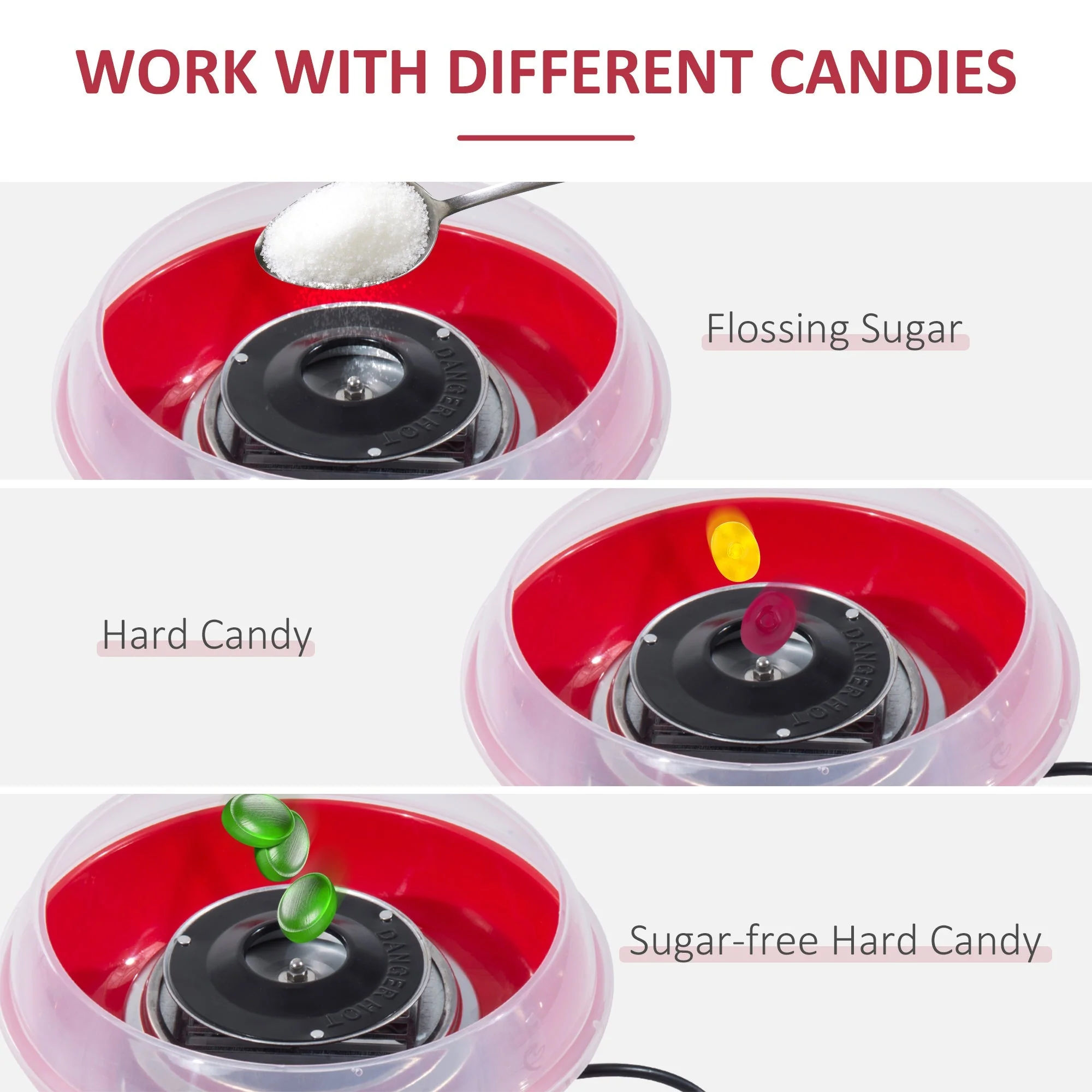 Candy Floss Machine Electric Cotton Candy Maker Gadgetry 450W Red - Image 4