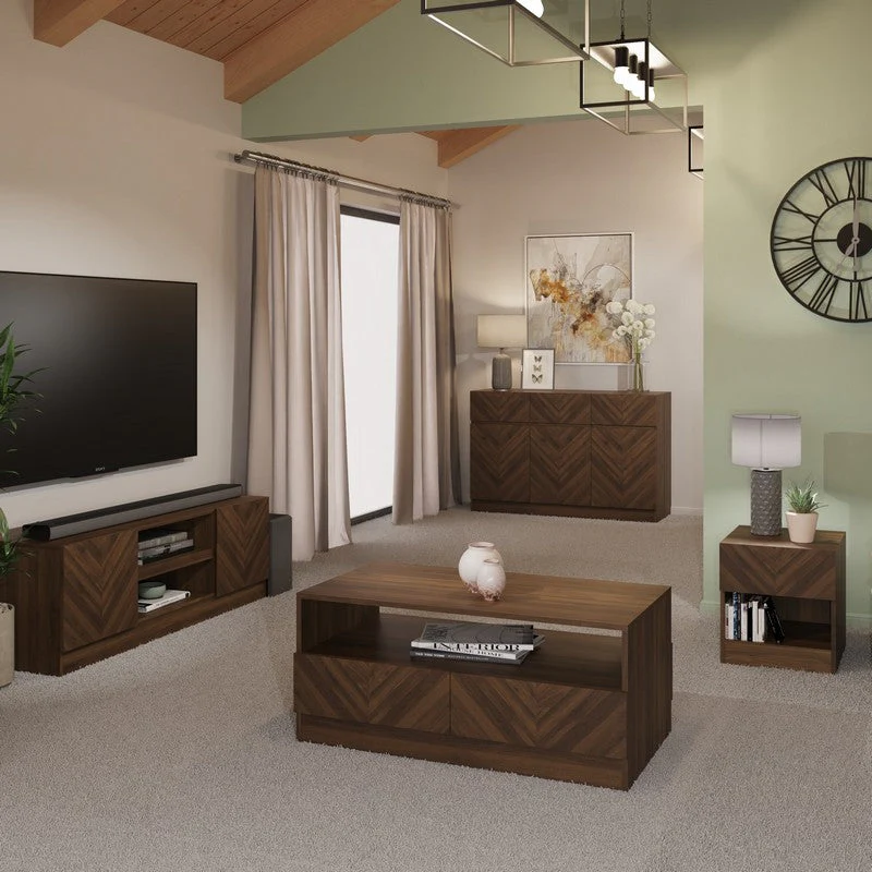 Catania Coffee Table Dark Brown 1 Shelf 4 Drawers - Image 2