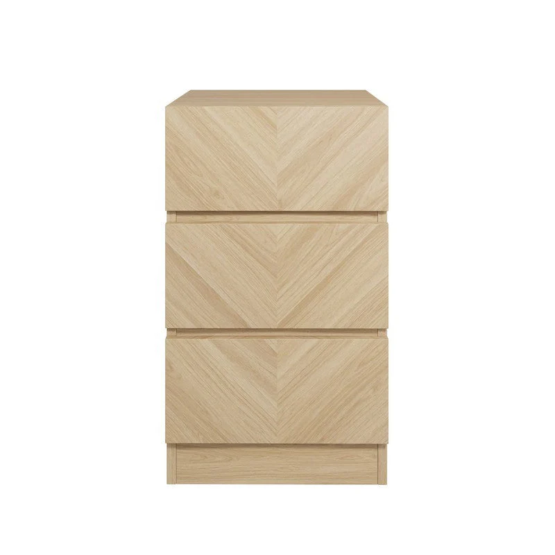 Catania Slim Bedside Table Light Brown 3 Drawers - Image 2
