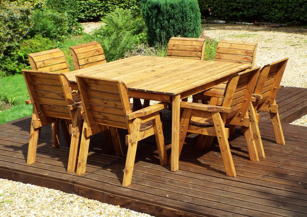 Charles Taylor 8 Seat Deluxe Chair Scandinavian Redwood Square Garden Furniture - Image 3