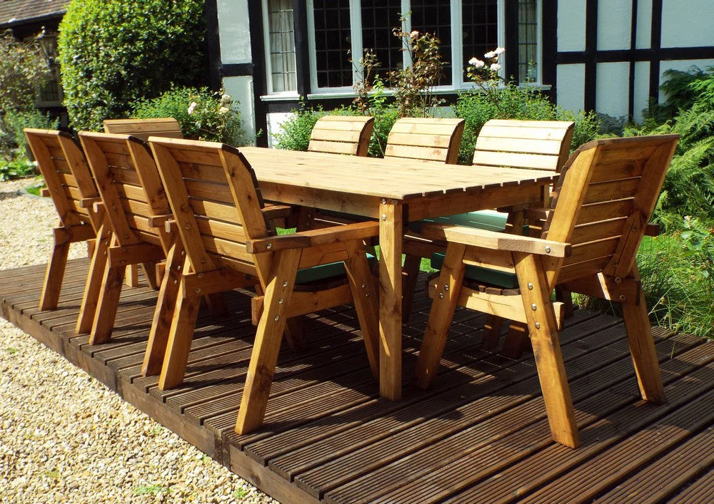 Charles Taylor 8 Seat Rectangular Table Chairs Scandinavian Redwood Garden Furniture - Image 18