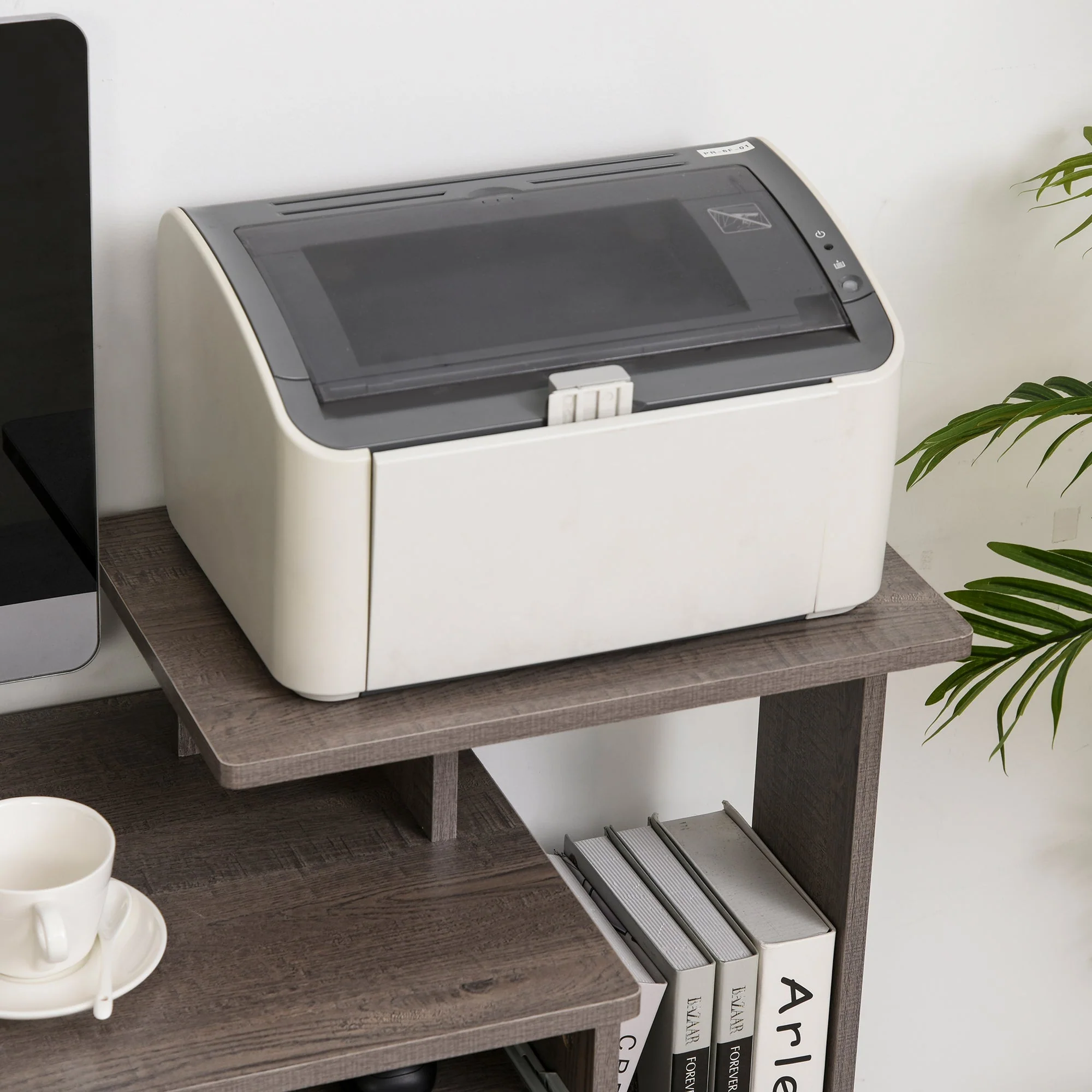 Computer Desk with Sliding Keyboard Tray Storage Drawer Shelf Home Office Workstation Grey - Image 9