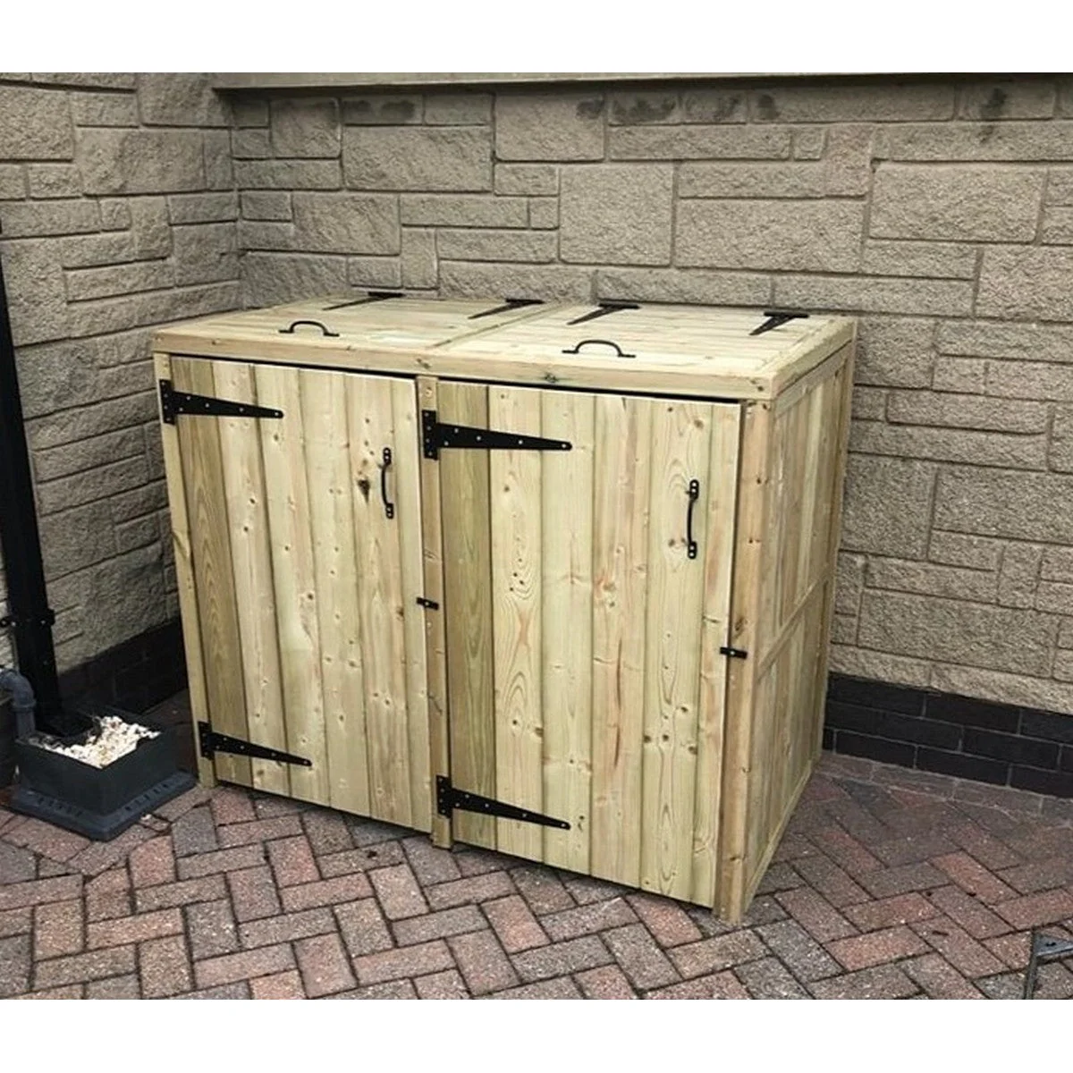 Deluxe Garden Bin Store 140cm wide x 90cm deep by Churnet Valley - BS102