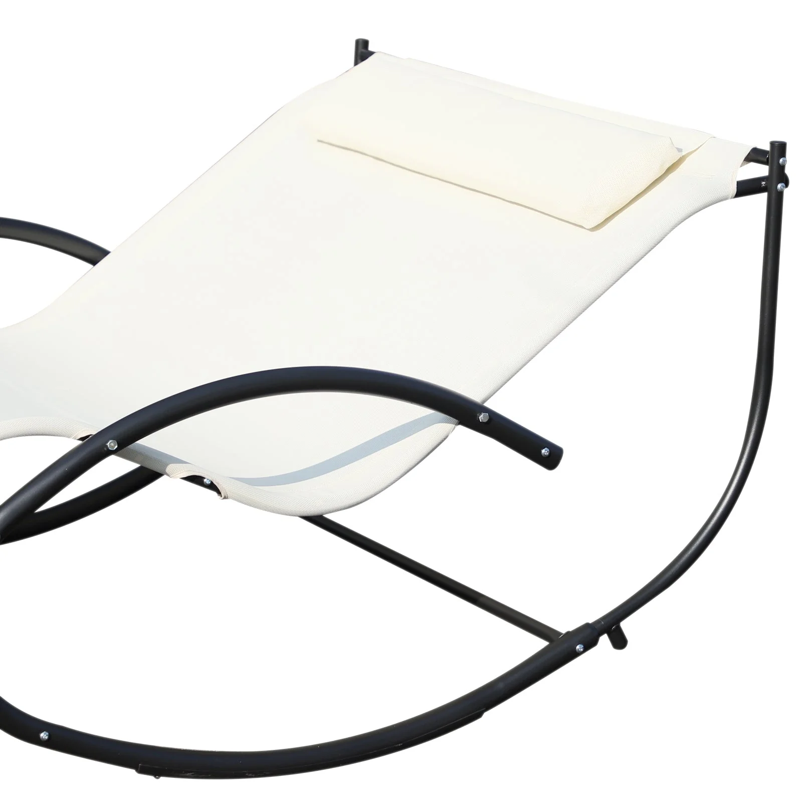 Double Hammock Chair Sun Lounger Outdoor Patio Garden Swing Rock Seat Cream White - Image 8