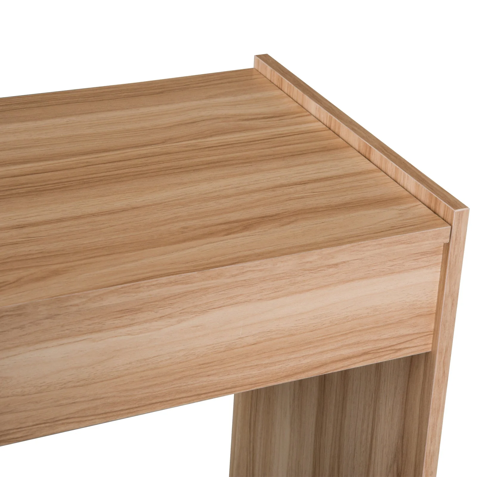 Dressing Table Set Padded Stool Dresser with Flip-up Mirror Multi-purpose - Wood Grain - Image 7