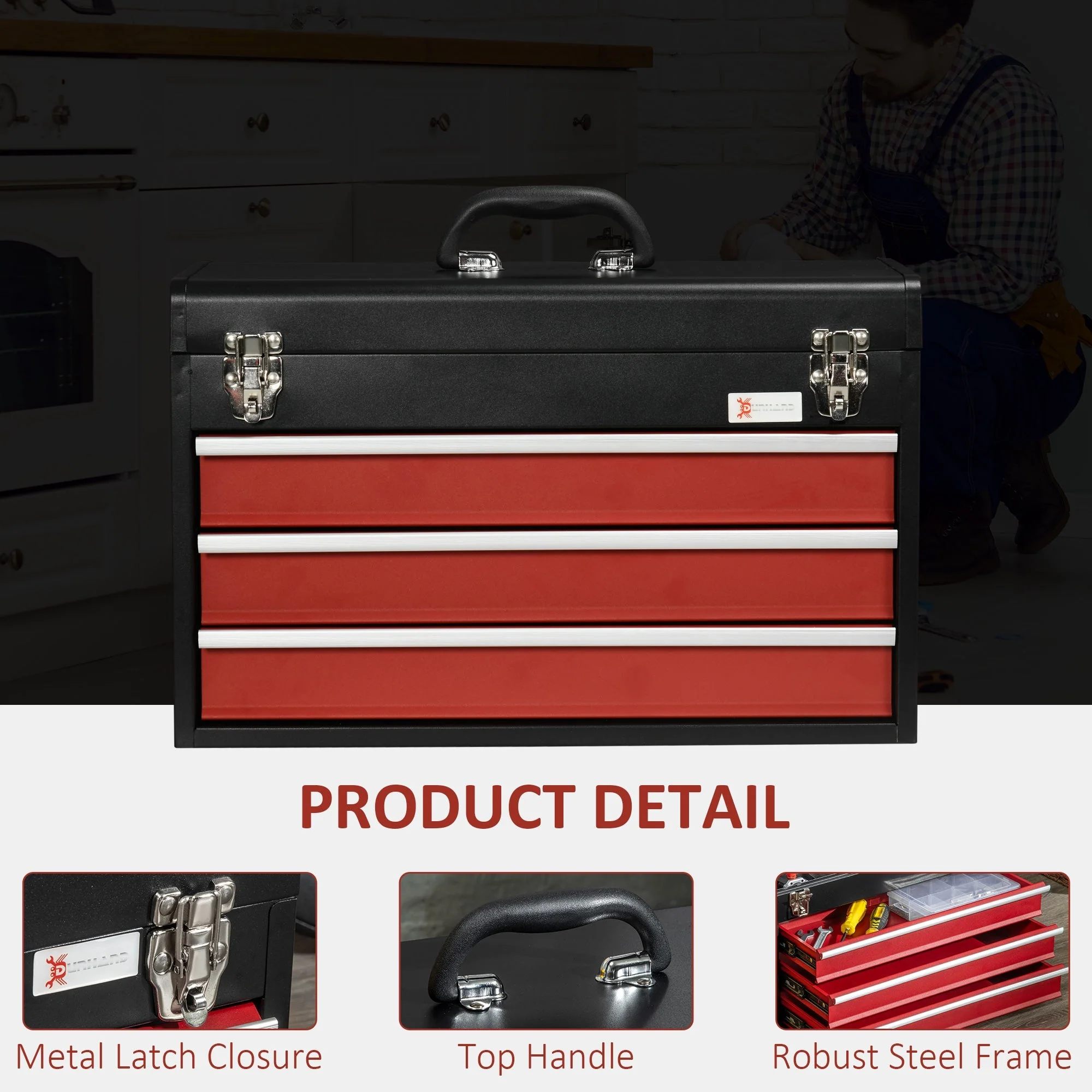 DURHAND 3 Drawer Tool Chest - Image 4