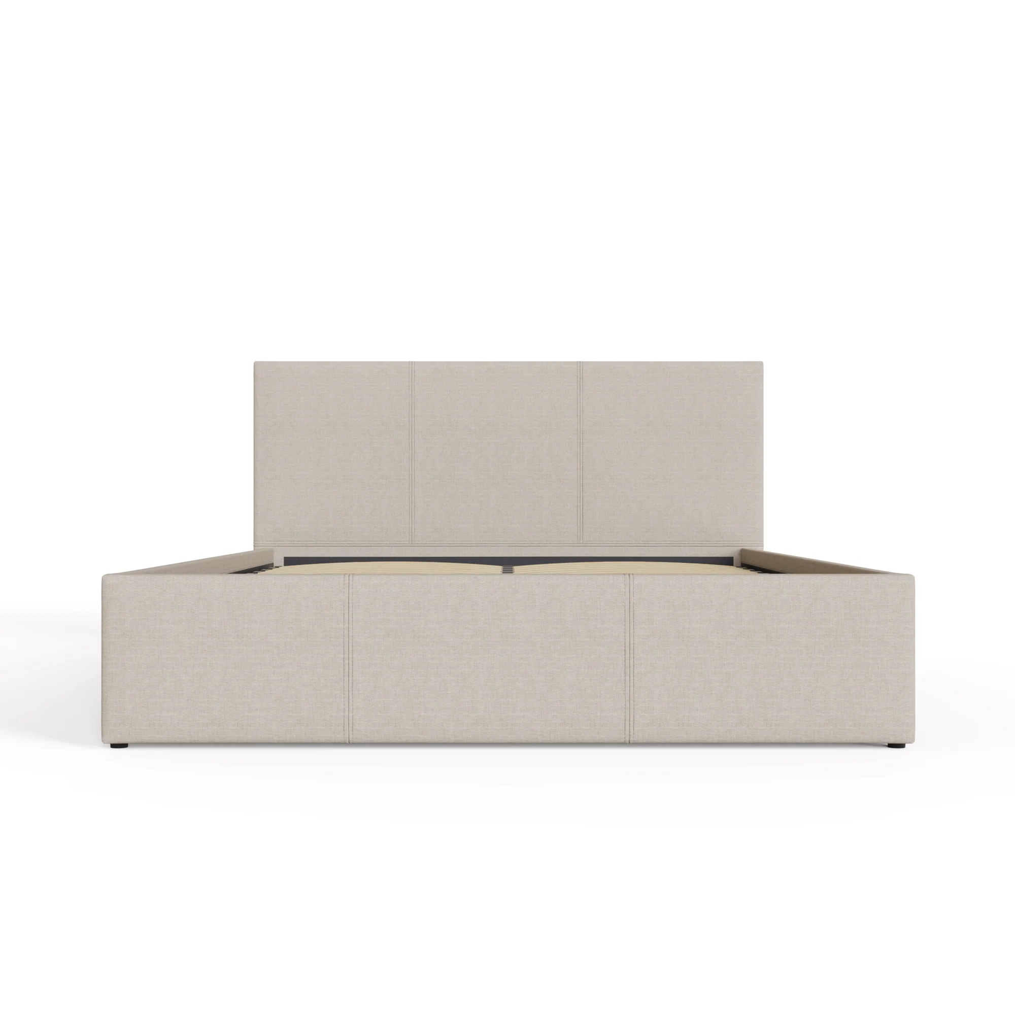 End Lift Double Ottoman Bed Metal & Wood Natural 4 x 7ft - Image 3