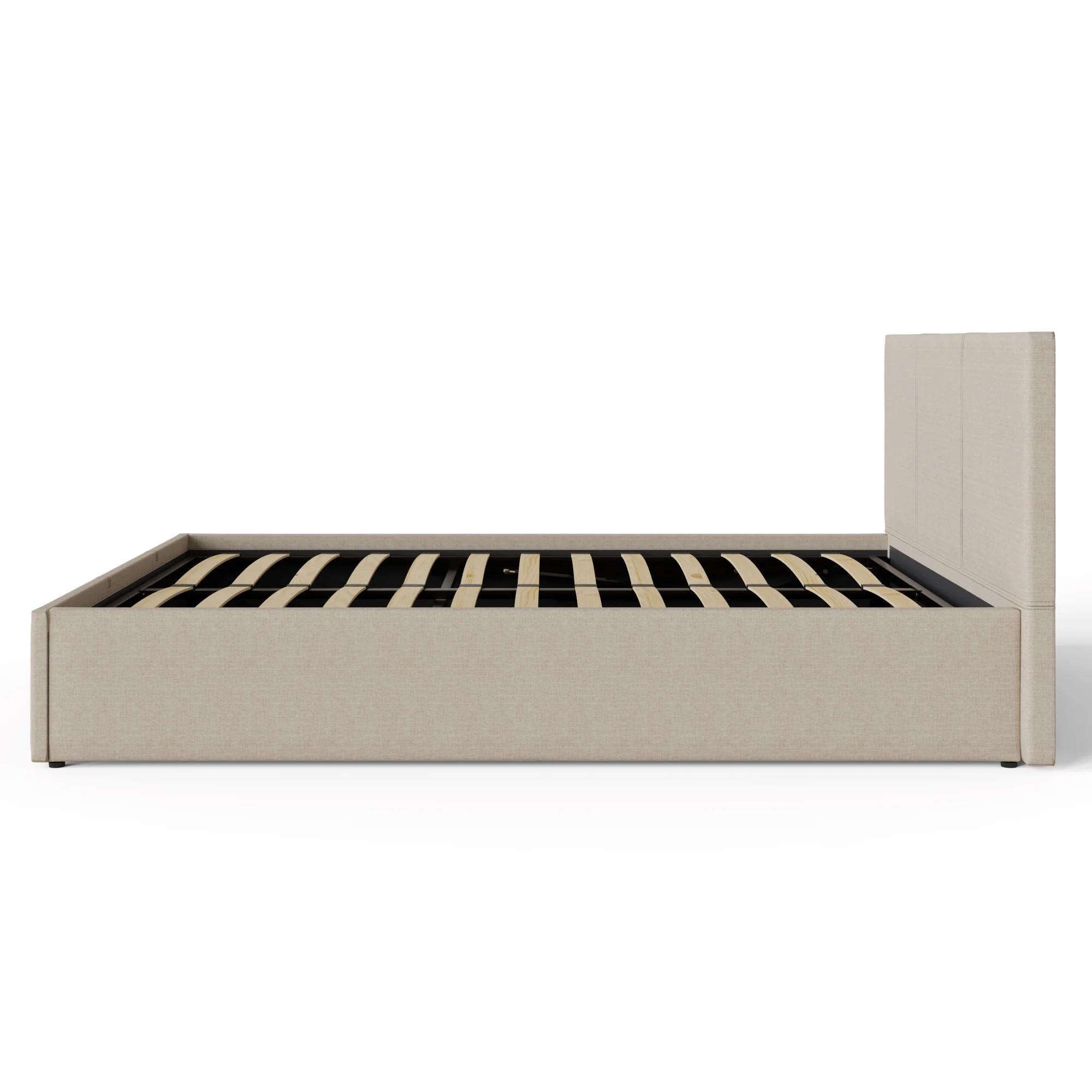 End Lift Double Ottoman Bed Metal & Wood Natural 4 x 7ft - Image 4