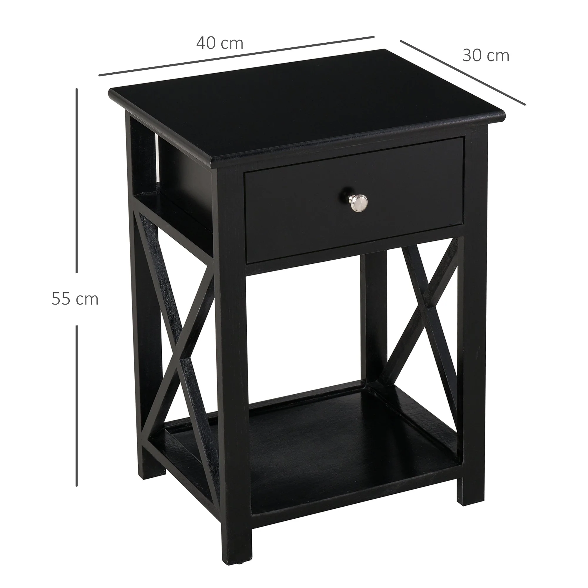 End Table?Sofa Side Table with Drawer X Bar Bottom Storage Shelf - Image 3