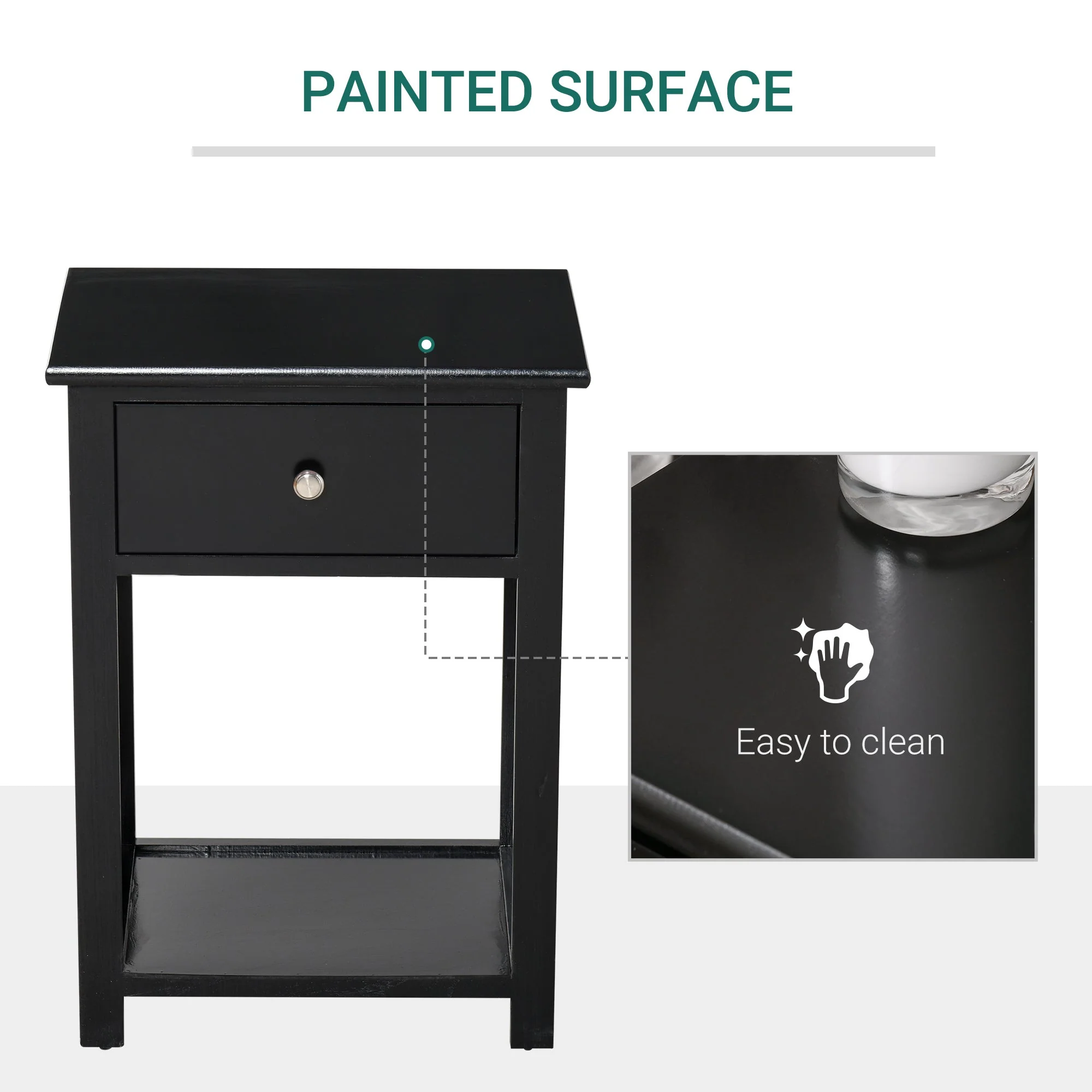 End Table?Sofa Side Table with Drawer X Bar Bottom Storage Shelf - Image 6