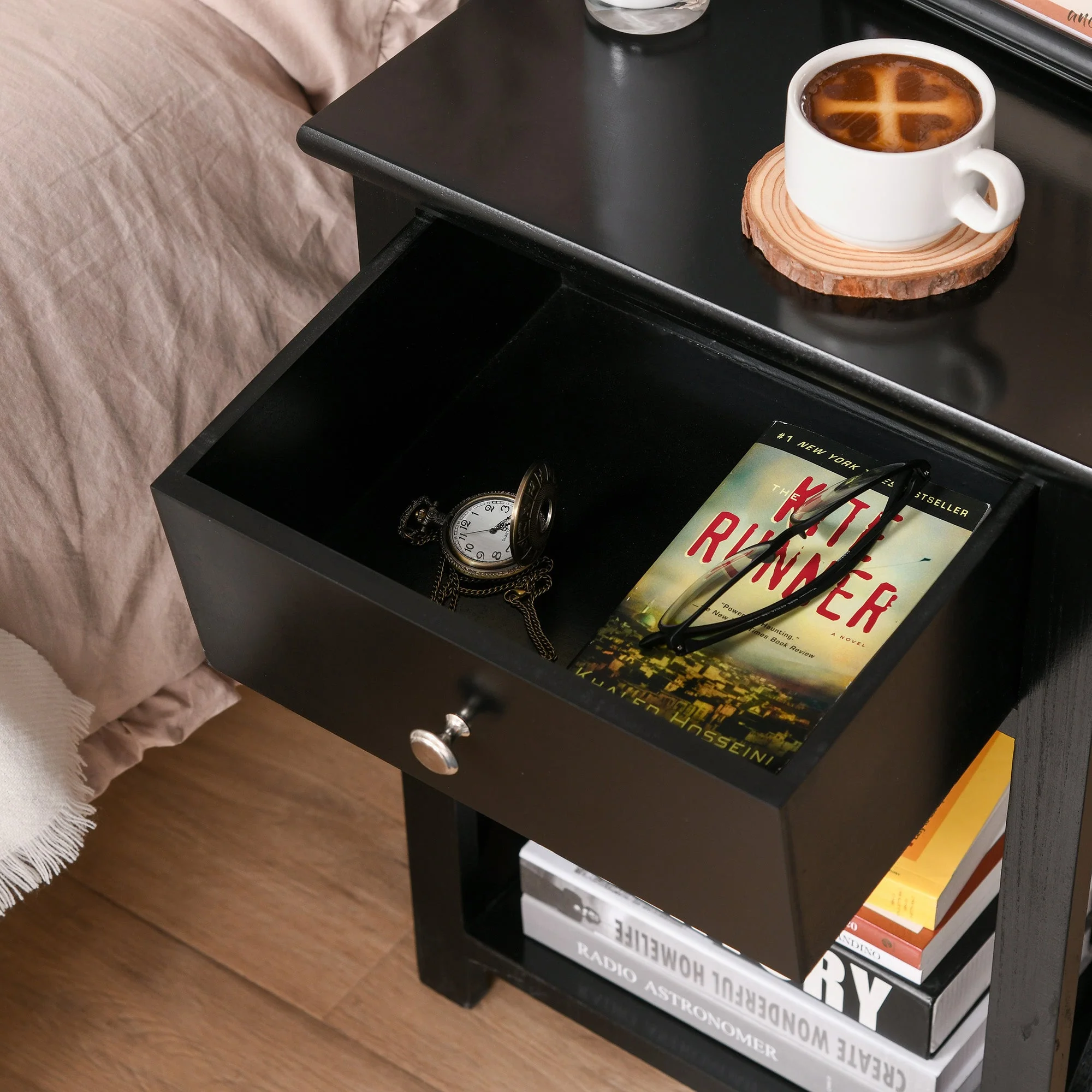 End Table?Sofa Side Table with Drawer X Bar Bottom Storage Shelf - Image 7