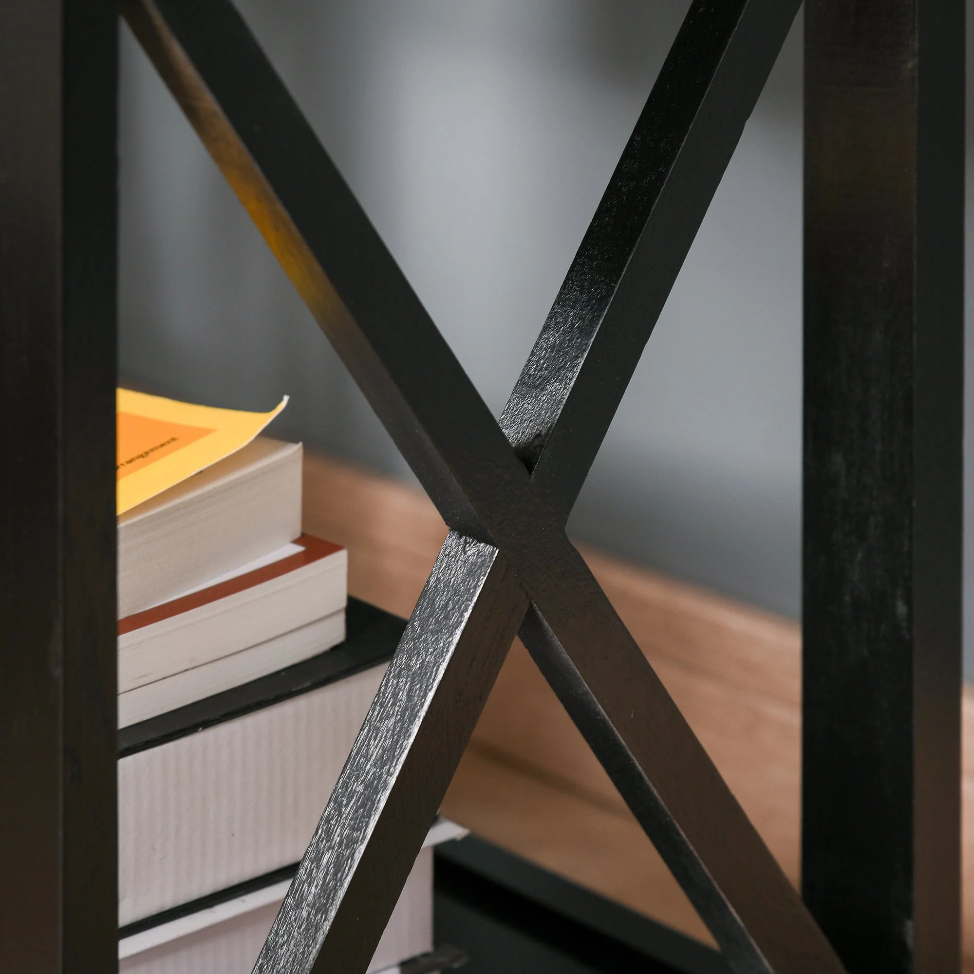End Table?Sofa Side Table with Drawer X Bar Bottom Storage Shelf - Image 8