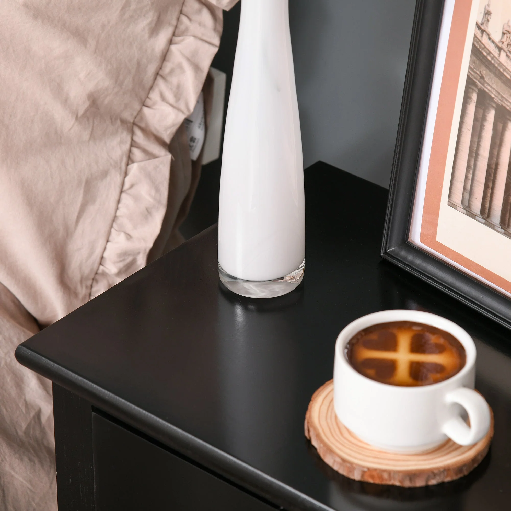 End Table?Sofa Side Table with Drawer X Bar Bottom Storage Shelf - Image 9