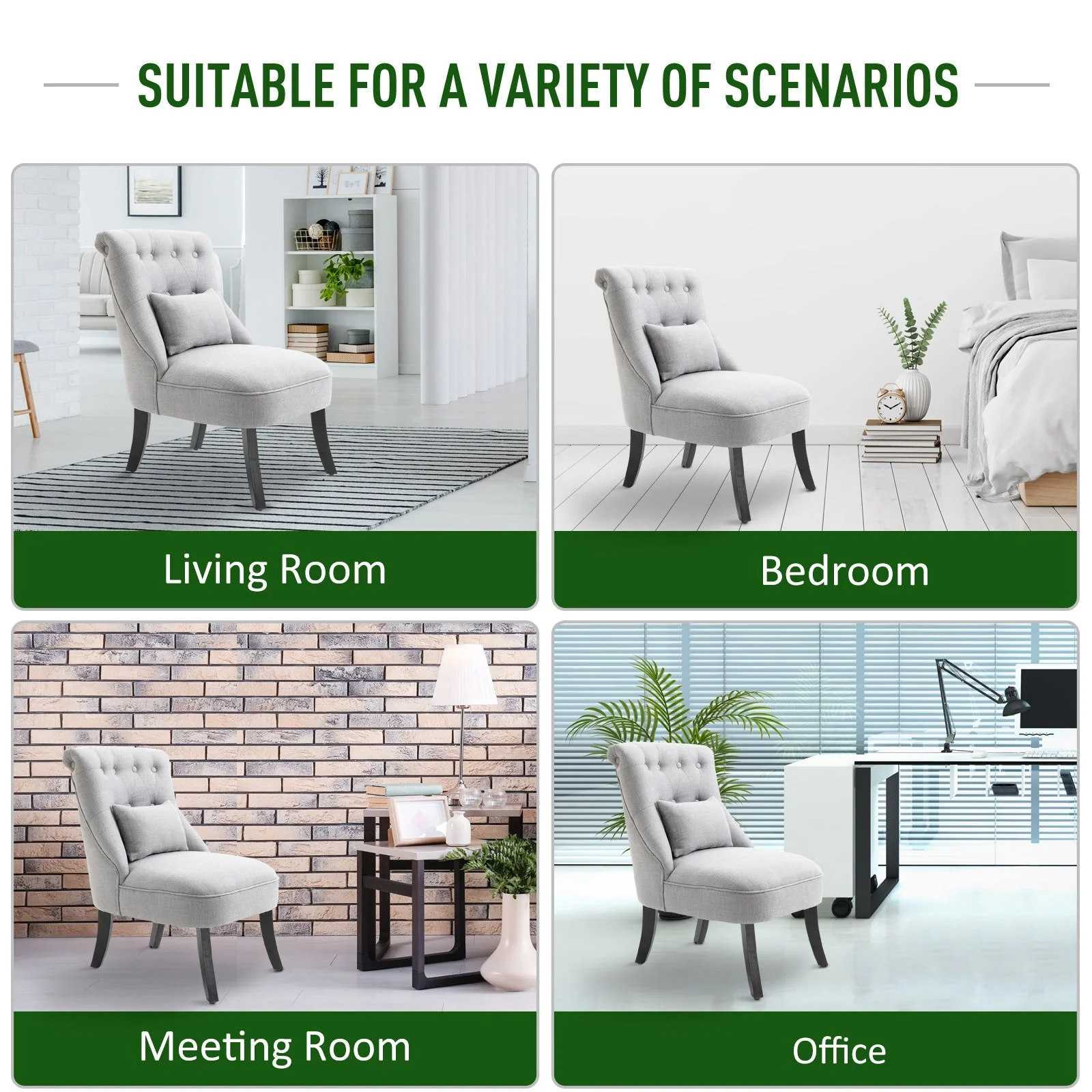 Fabric Single Sofa Dining Chair Tub Chair Upholstered W/ Pillow Solid Wood Leg Home Living Room Furniture Grey - Image 5