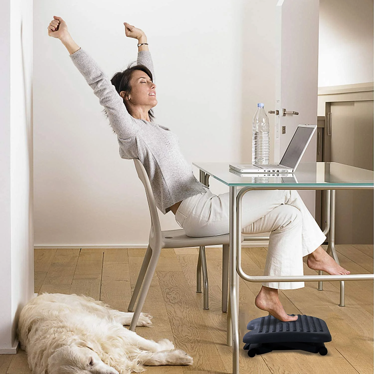 Footrest Adjustable Height & Angle Tilting Platform Home Office Foot Rest - Image 2