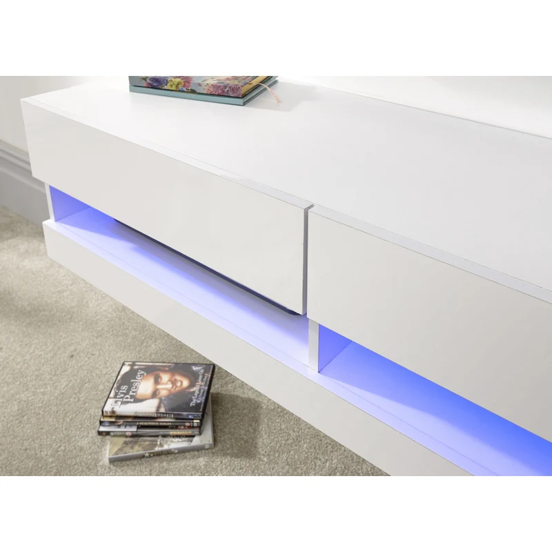 Galicia TV Unit White 2 Shelves - Image 4