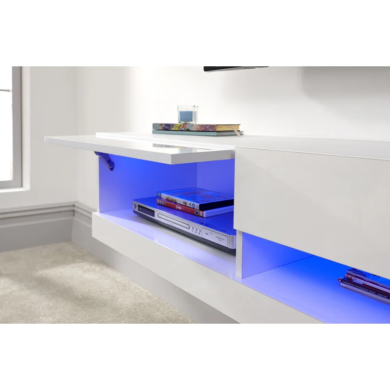 Galicia TV Unit White 2 Shelves - Image 5
