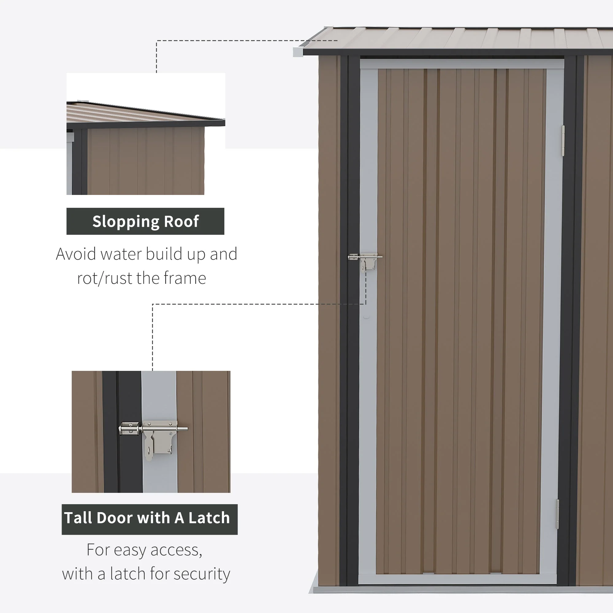 Galvanised 5 x 3' Single Door Pent Garden Store Lockable Steel Brown by Steadfast - Image 5