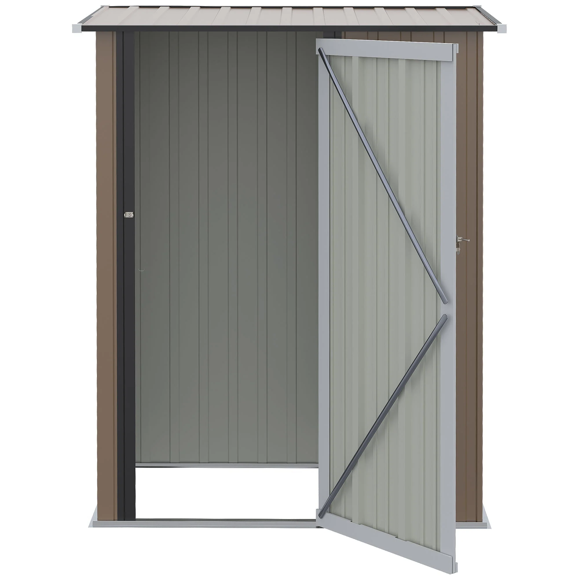 Galvanised 5 x 3' Single Door Pent Garden Store Lockable Steel Brown by Steadfast - Image 9