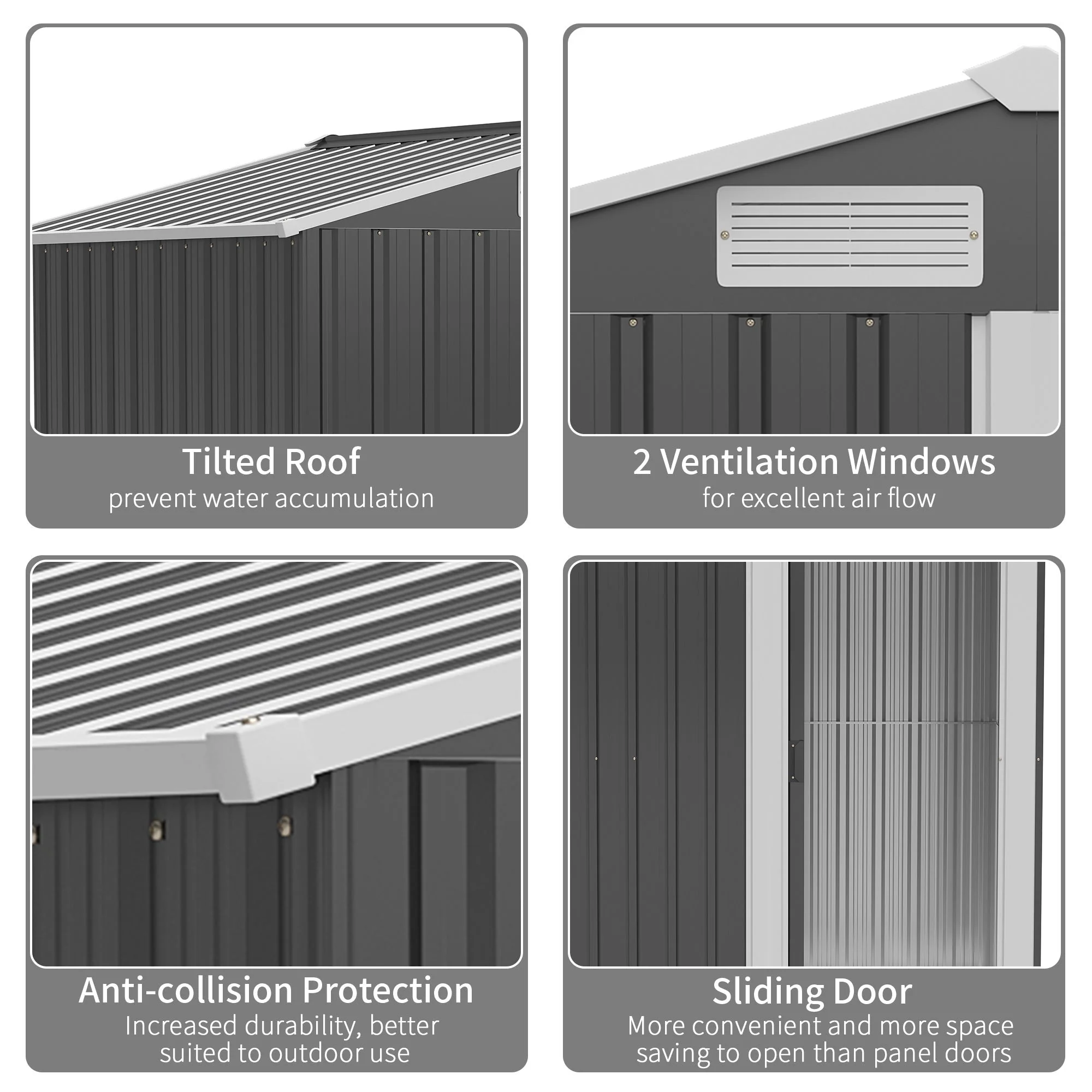 Galvanised 5 x 4' Single Door Reverse Apex Shed Steel Grey by Steadfast - Image 5