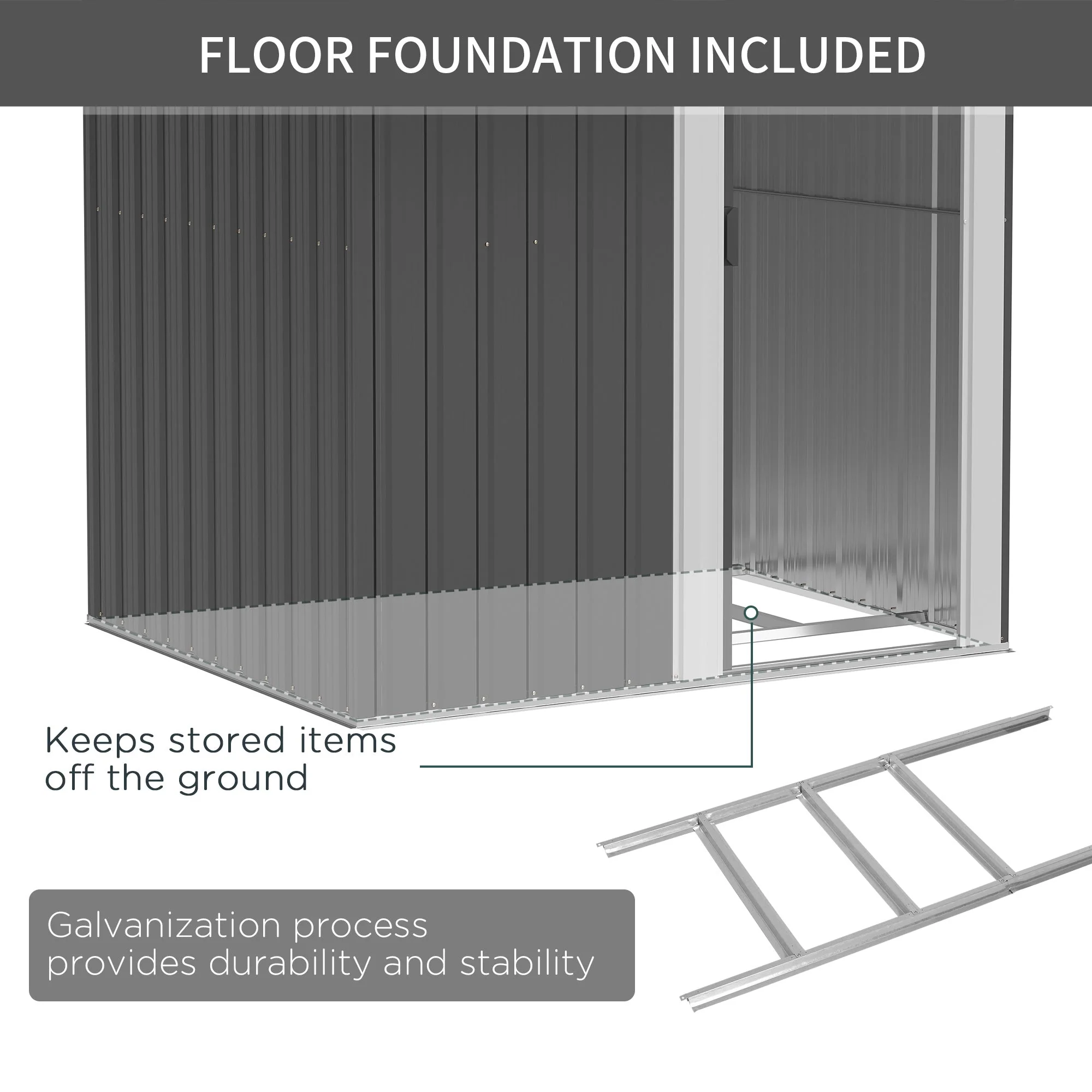 Galvanised 5 x 4' Single Door Reverse Apex Shed Steel Grey by Steadfast - Image 7