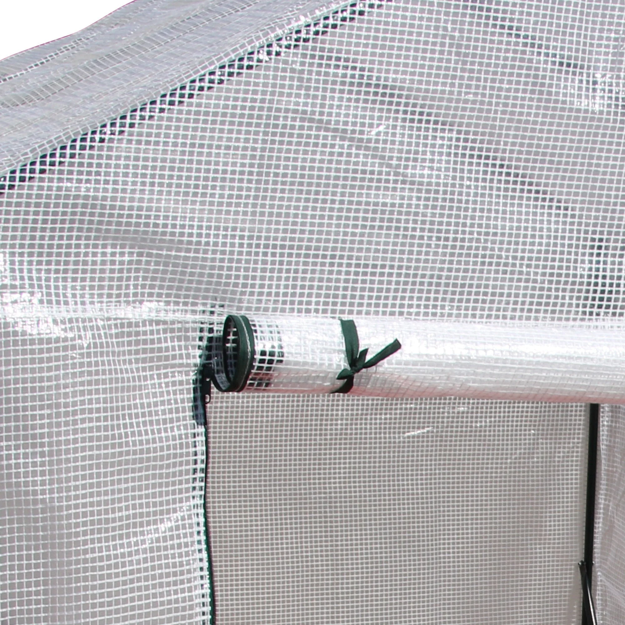 Greenhouse for Outdoor w/ 2 Tier Shelf Roll-Up Zippered Door PE Cover Green - Image 9