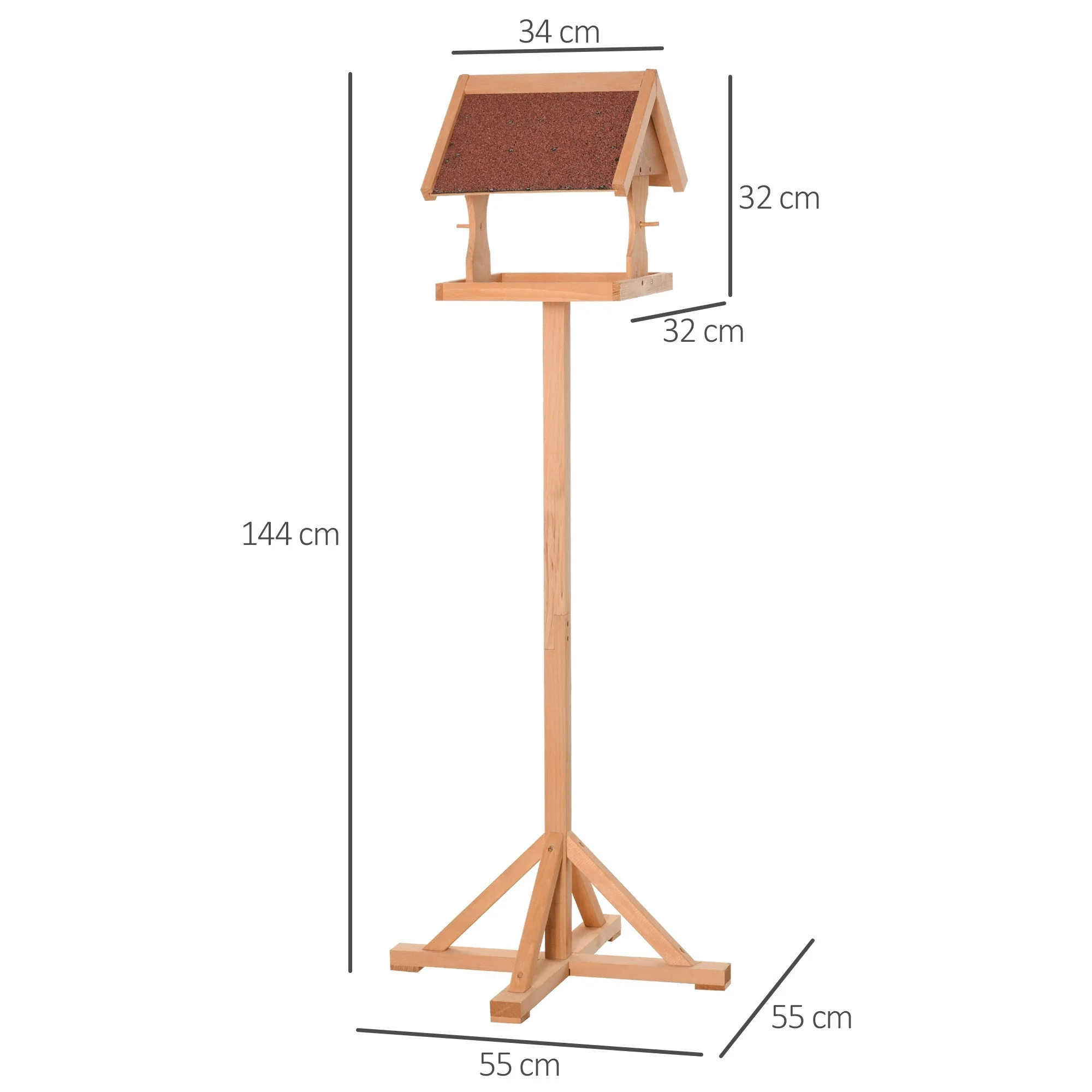 High Rise 144cm Bird Feeder Table Natural by Pawhut - Image 3