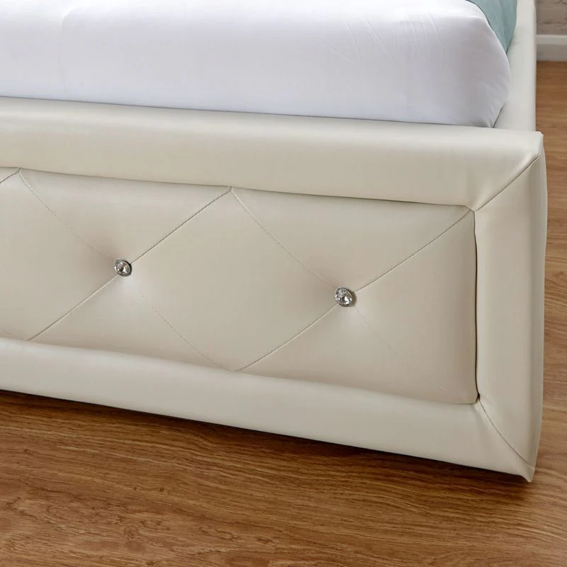 Hollywood Double Ottoman Bed Faux Leather White 5 x 7ft - Image 3