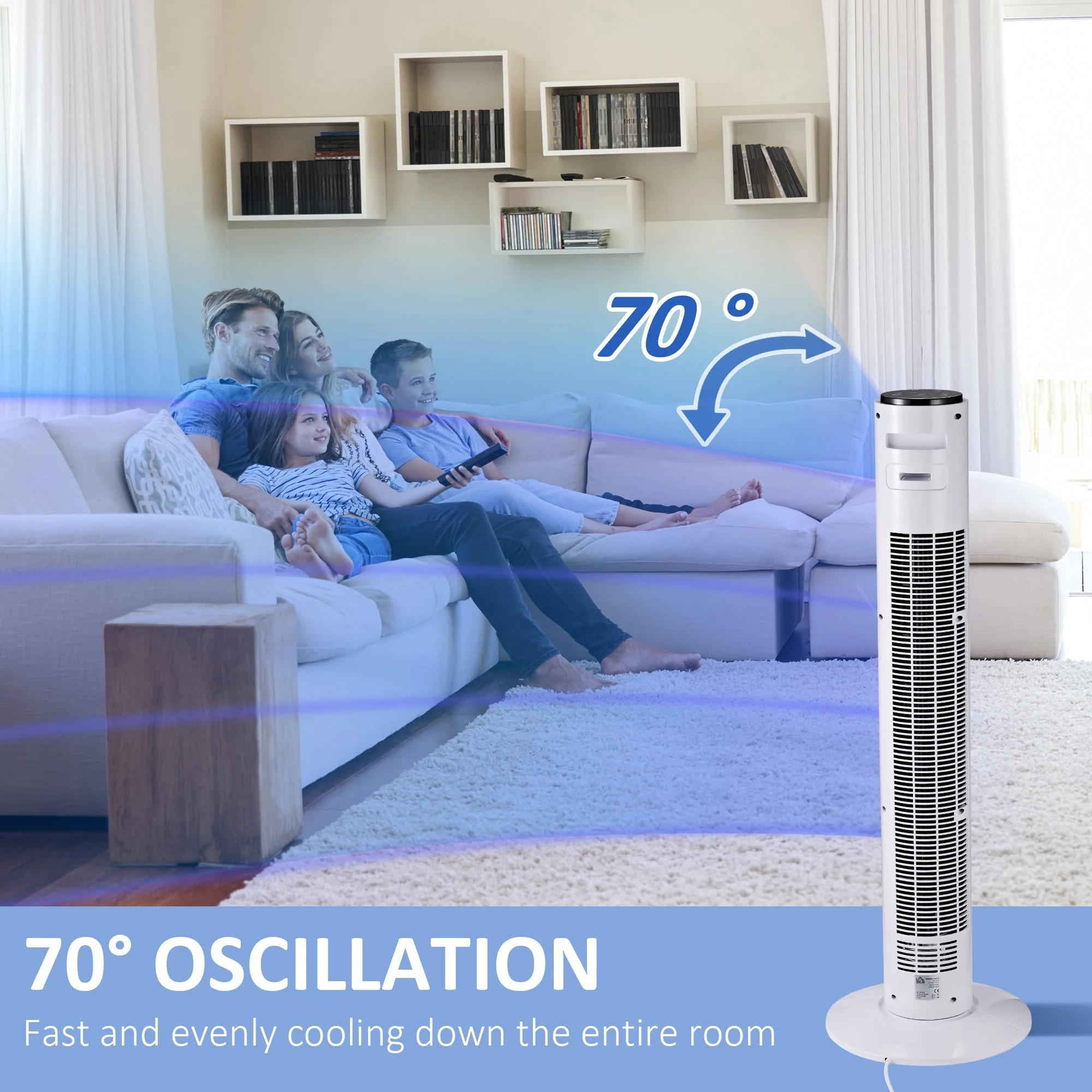 Homcom 38'' Freestanding Tower Fan - Image 4