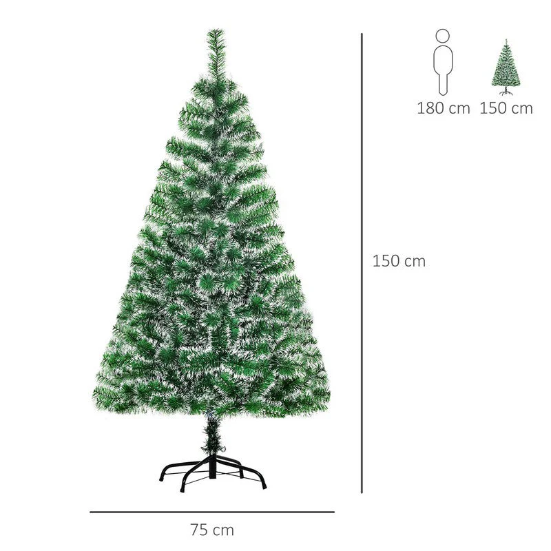 Homcom 5 Foot Indoor Christmas Tree Artificial Decoration Xmas Gift with Metal Stand Branch Tips - Image 3