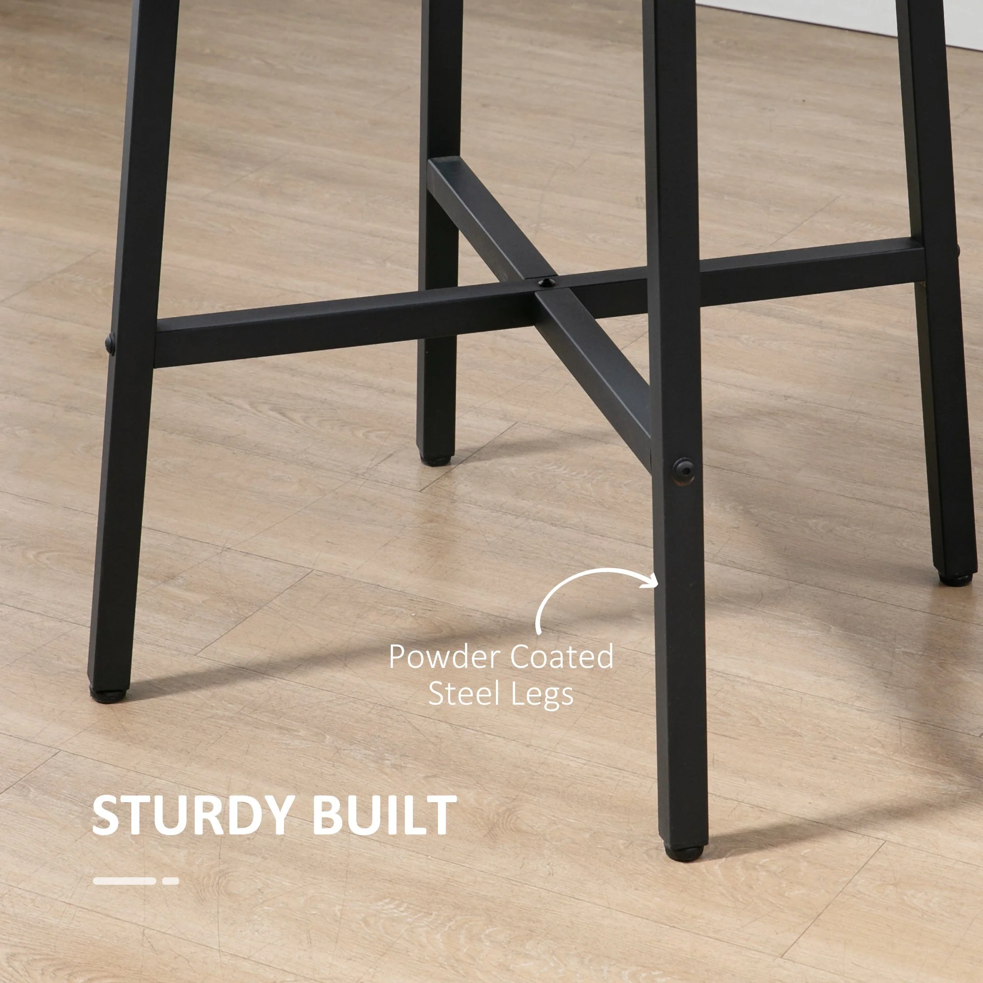 Homcom 85cm Dining Room Table Industrial Style Kitchen Table Round With Steel Legs Rustic Brown - Image 5