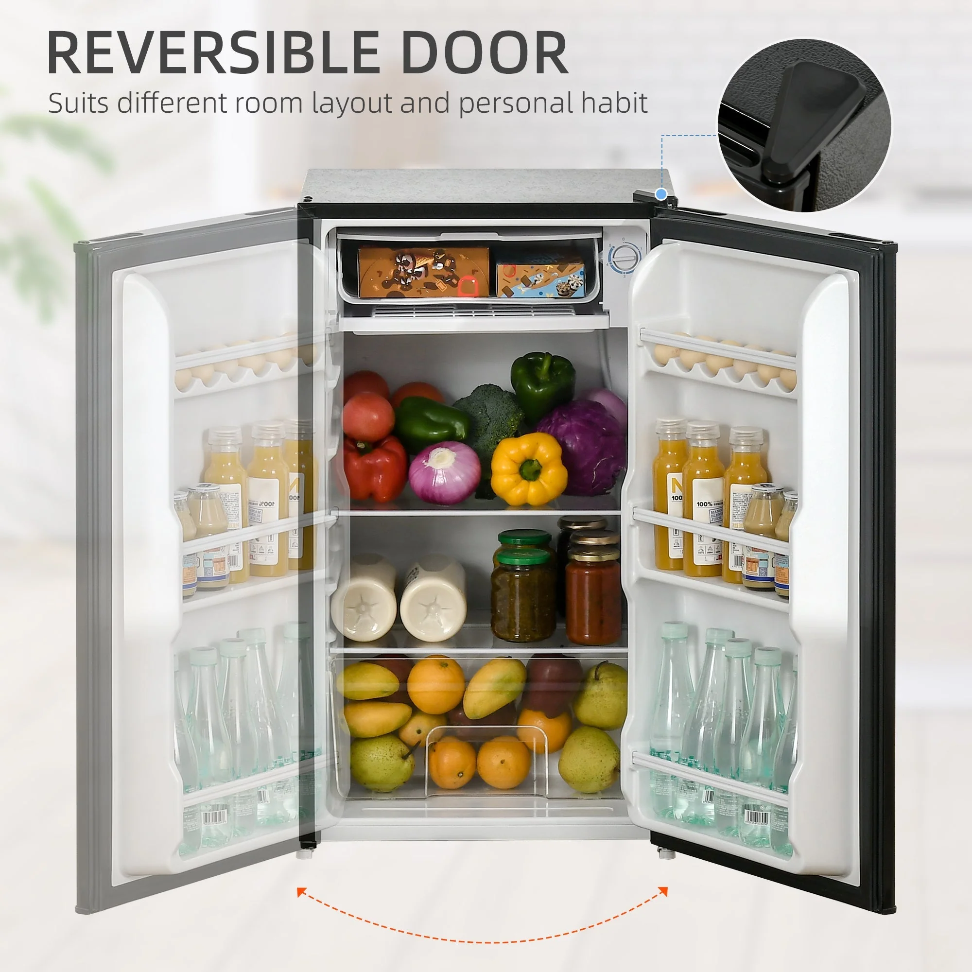 Homcom 91 Litre Freestanding Under Counter Fridge with Chiller Box - Image 5