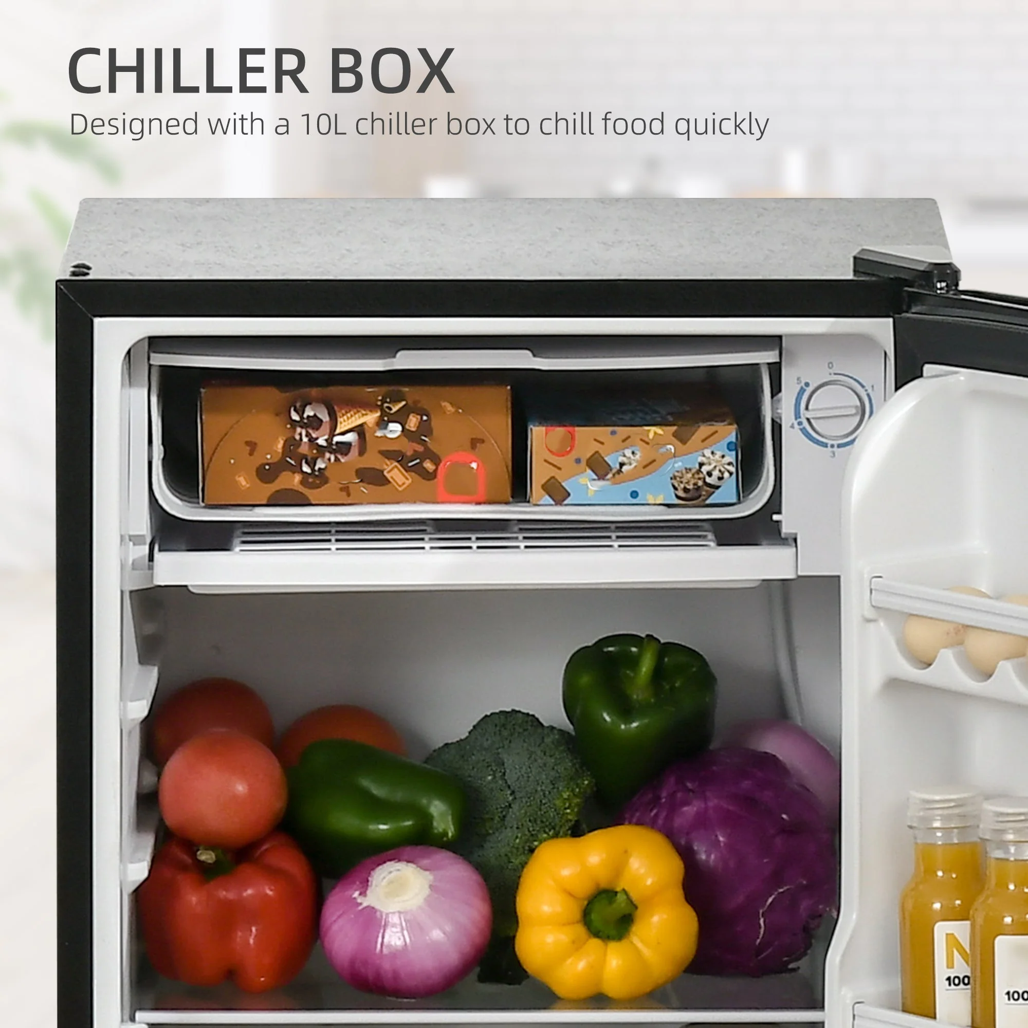 Homcom 91 Litre Freestanding Under Counter Fridge with Chiller Box - Image 6