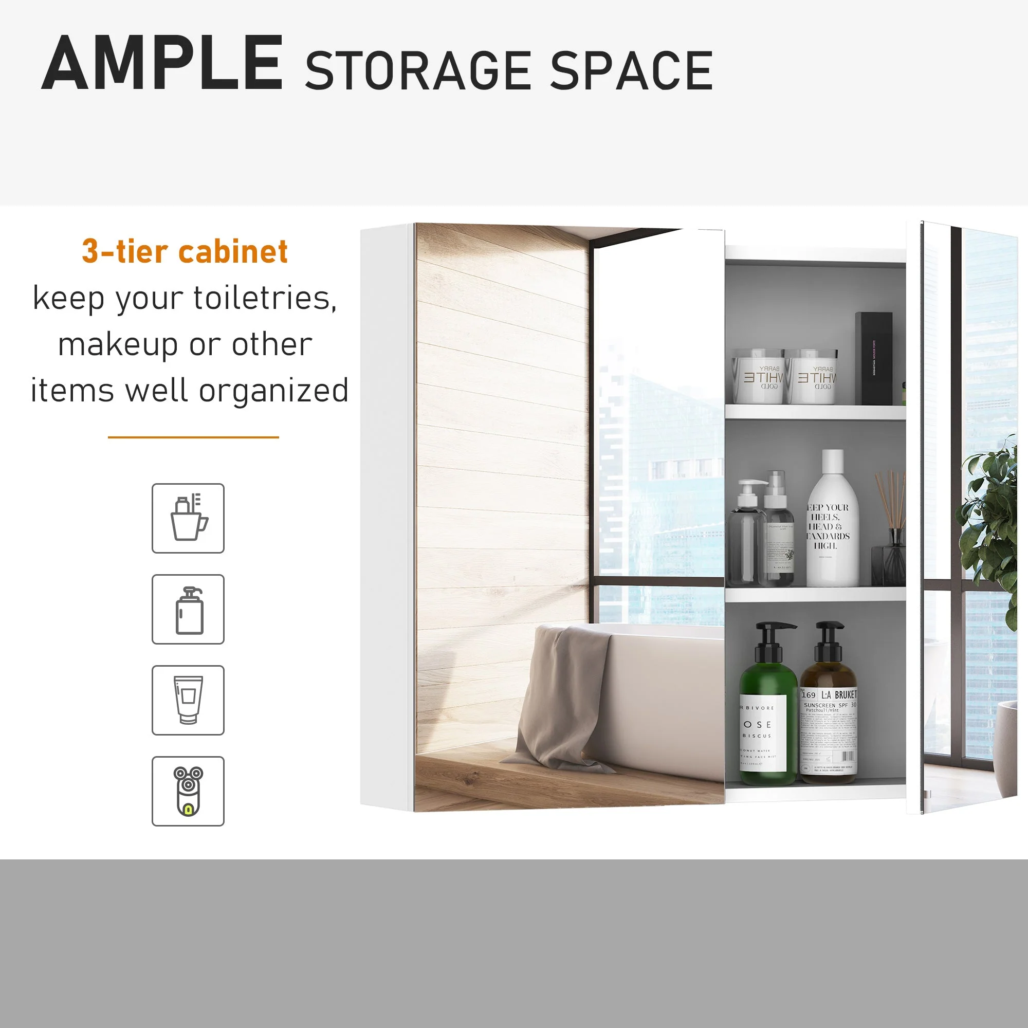 Homcom Bathroom Wall Cabinet - Image 5