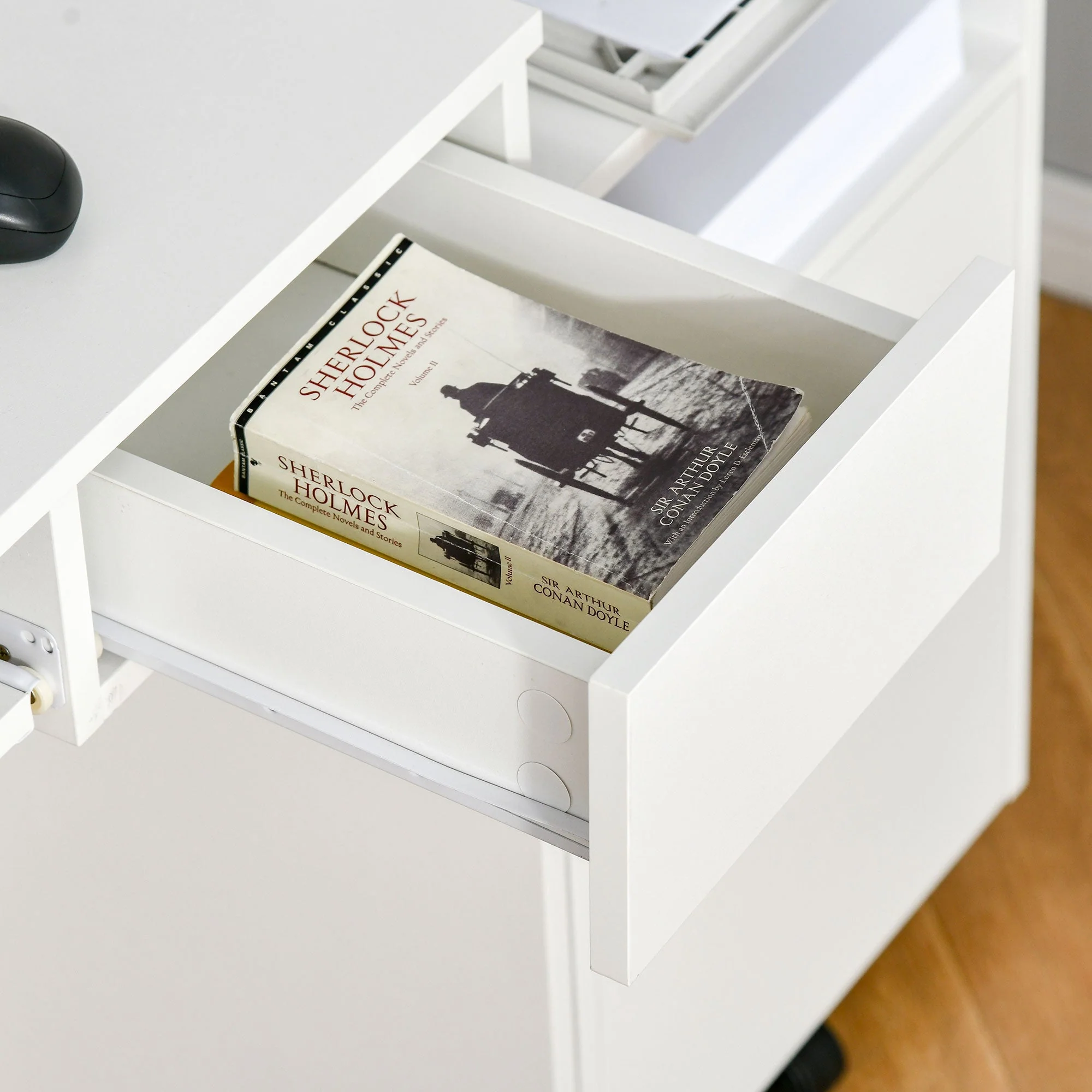 Homcom Compact Computer Table With Keyboard Tray Drawer Study Office Working Writing Desk White - Image 9