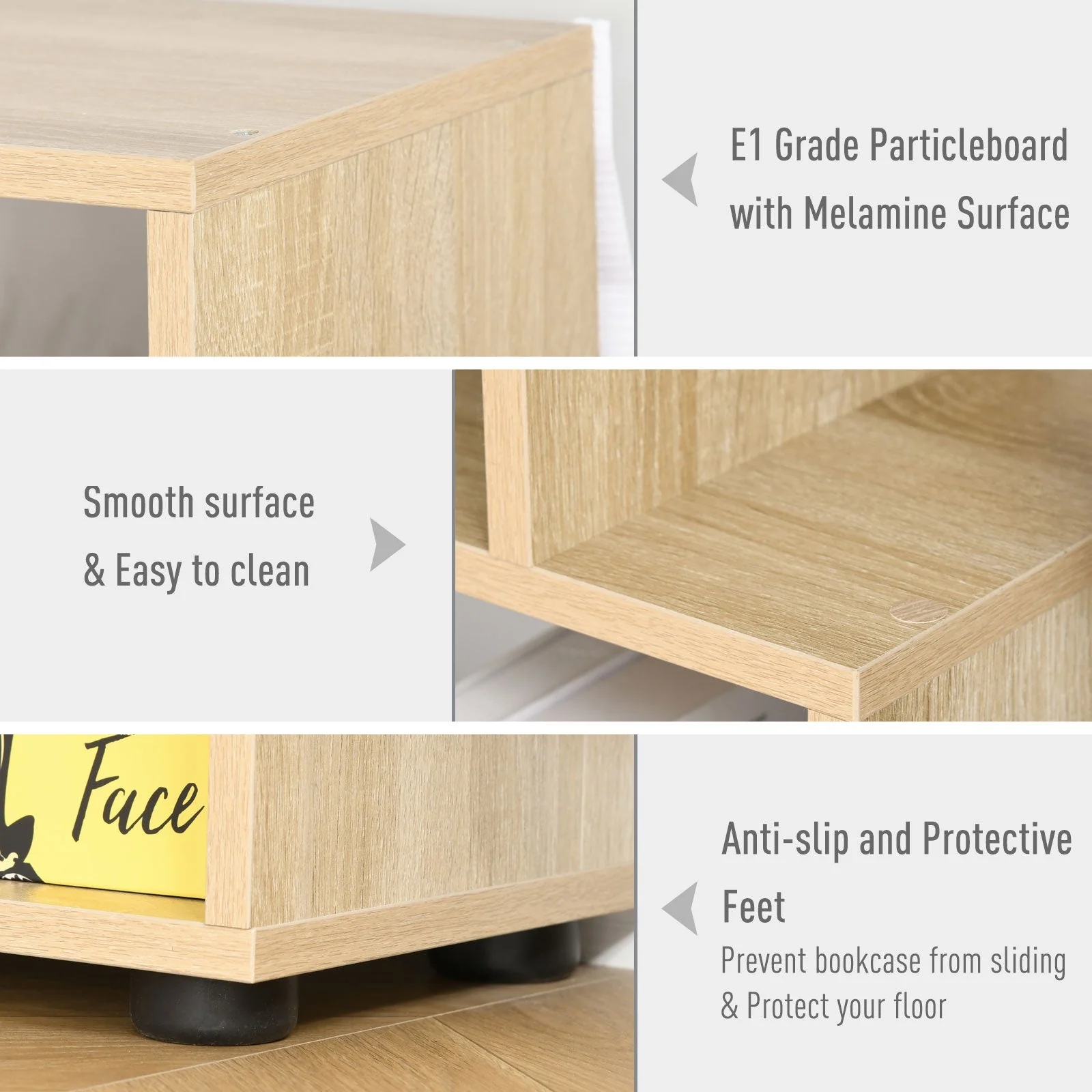 Homcom Eight-Section Tall Shelving Unit - Oak Effect - Image 5
