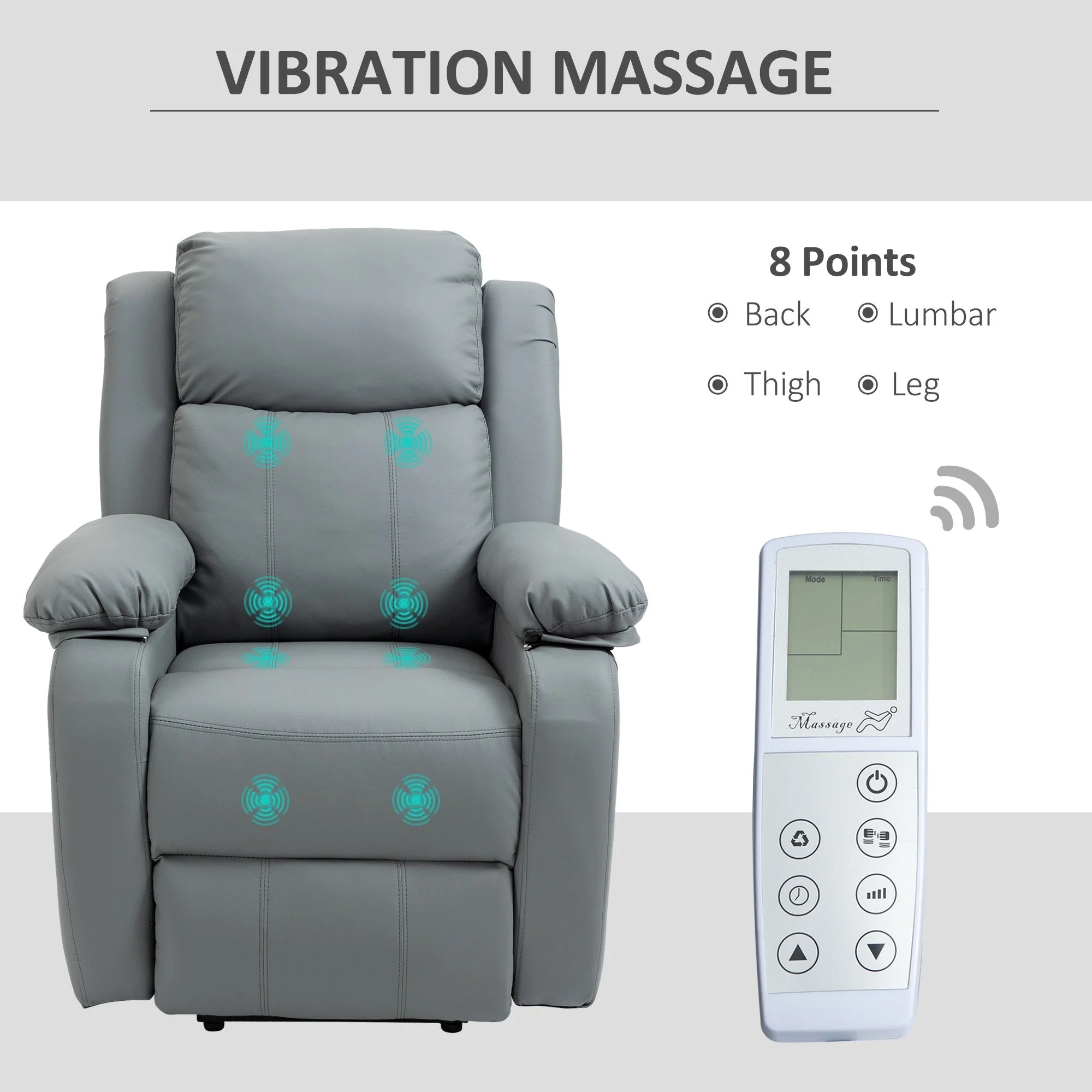 Homcom Electric Power Lift Recliner Chair Vibration Massage Reclining Chair with Remote Control and Side Pocket - Image 6
