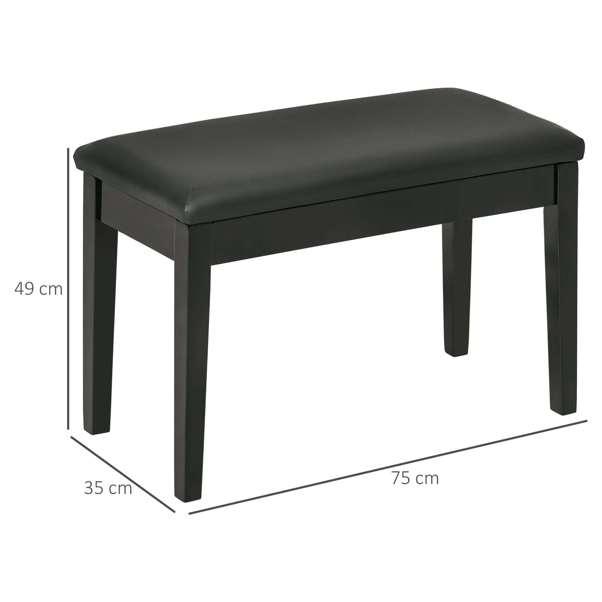 Homcom Faux Leather Padded Piano Stool - Image 3