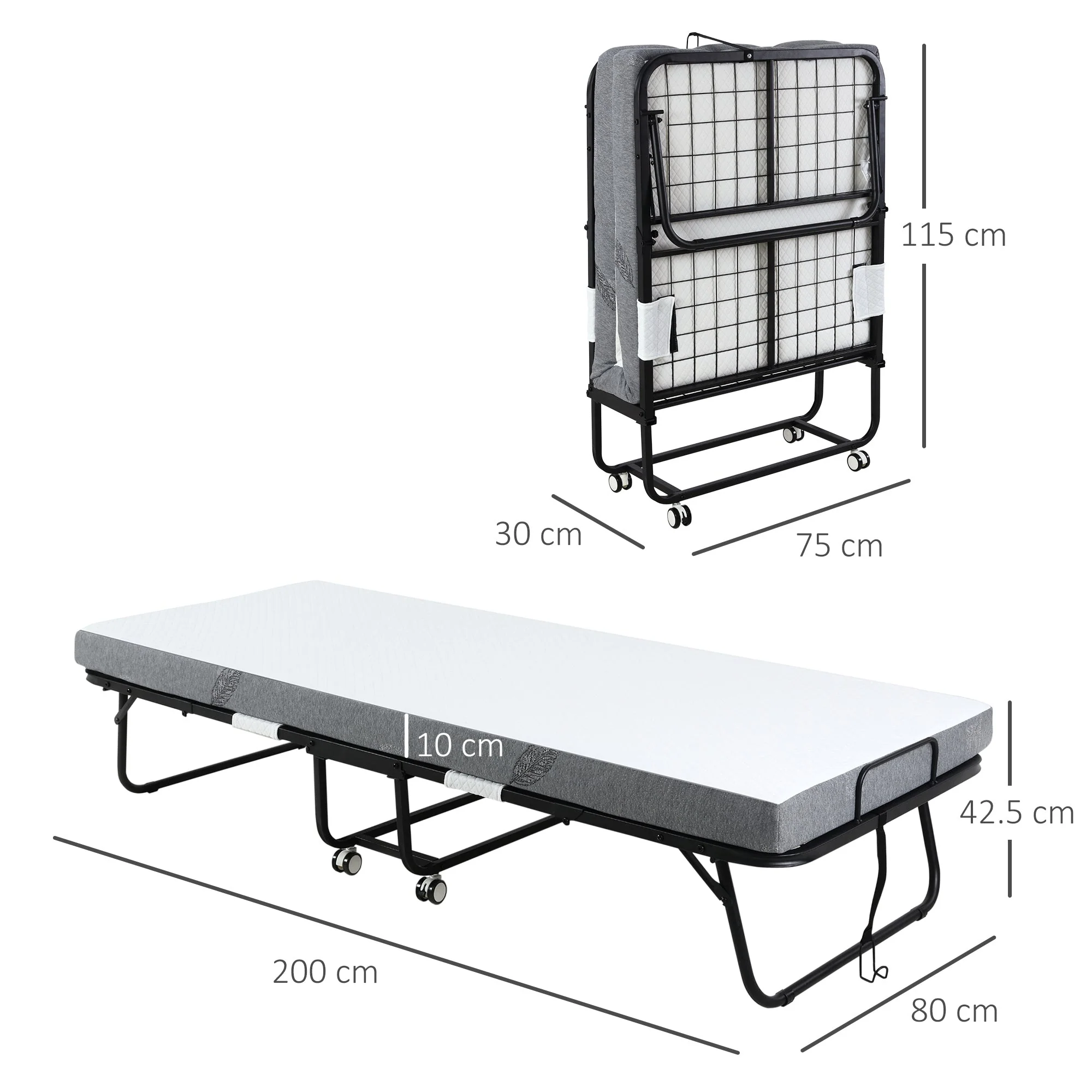 Homcom Folding Bed with 10cm Mattress - Image 3