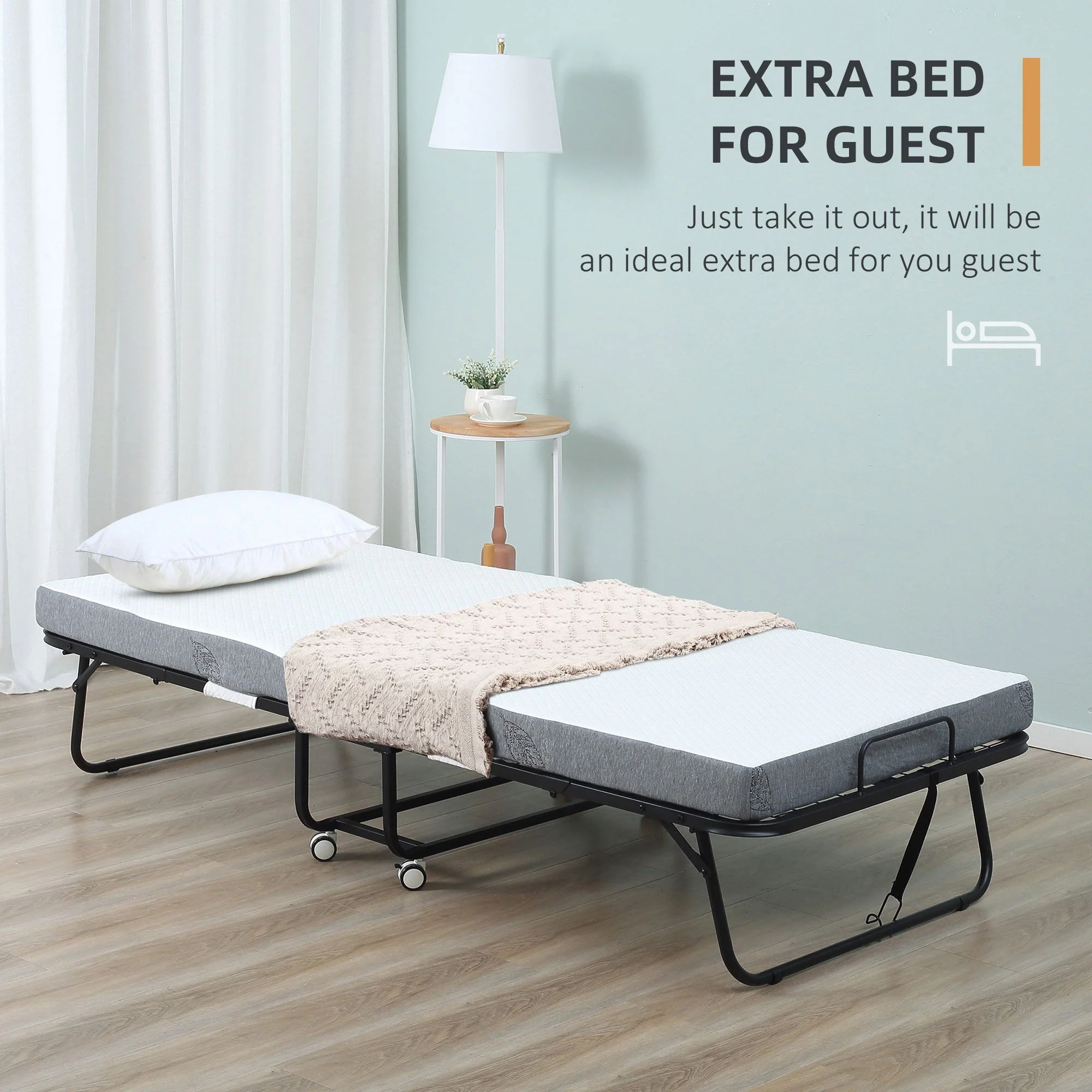 Homcom Folding Bed with 10cm Mattress - Image 4