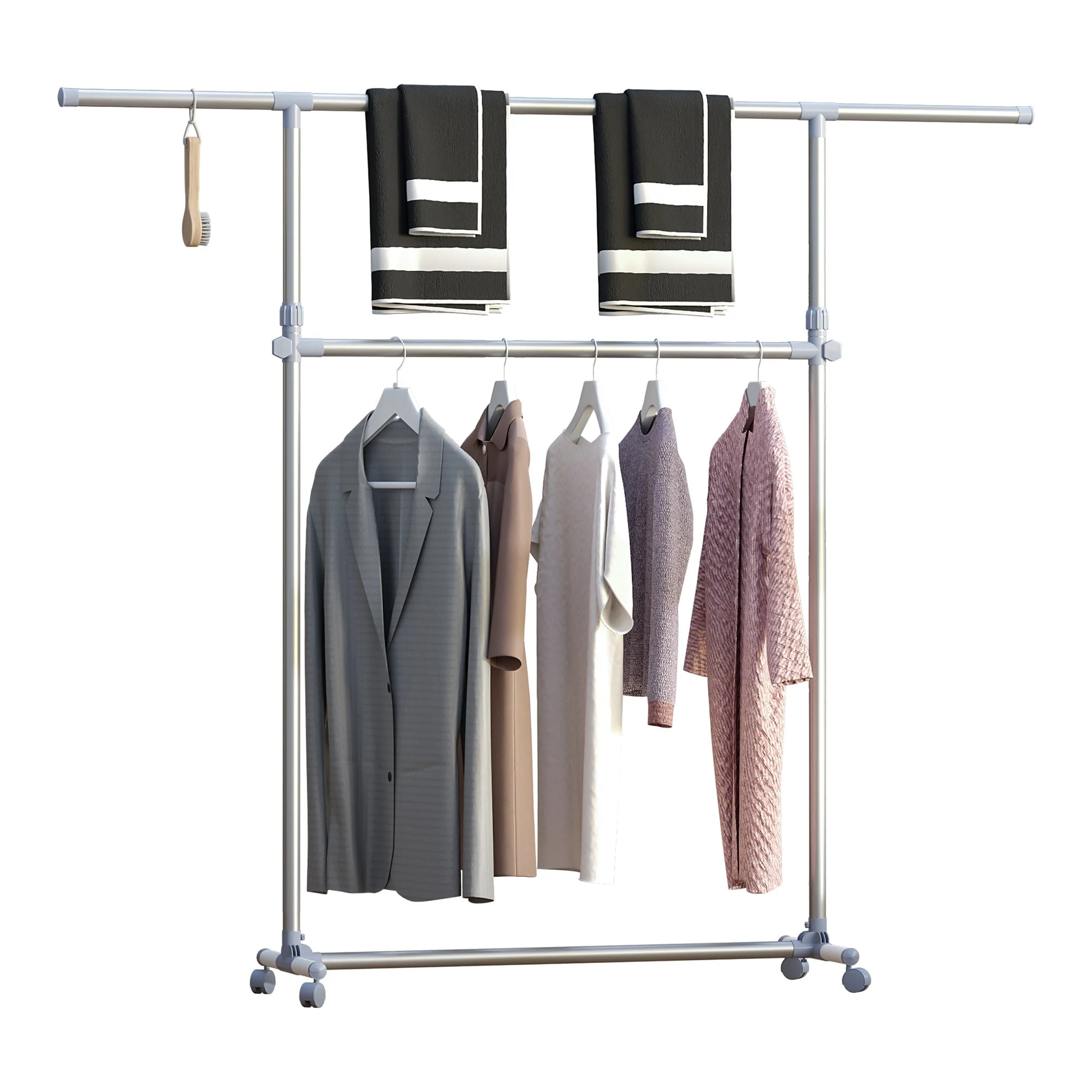Homcom Heavy Duty Clothes Hanger Garment Rail Hanging Display Stand Rack With Wheels Adjustable - Image 9