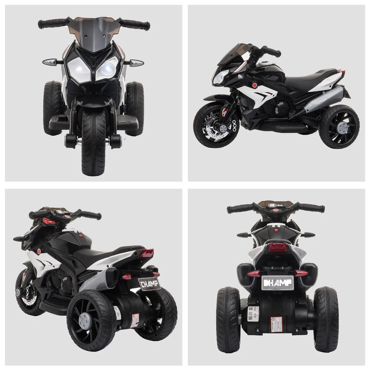 Homcom Kids 6V Battery Steel Enforced Motorcycle Ride On Trike Black - Image 7