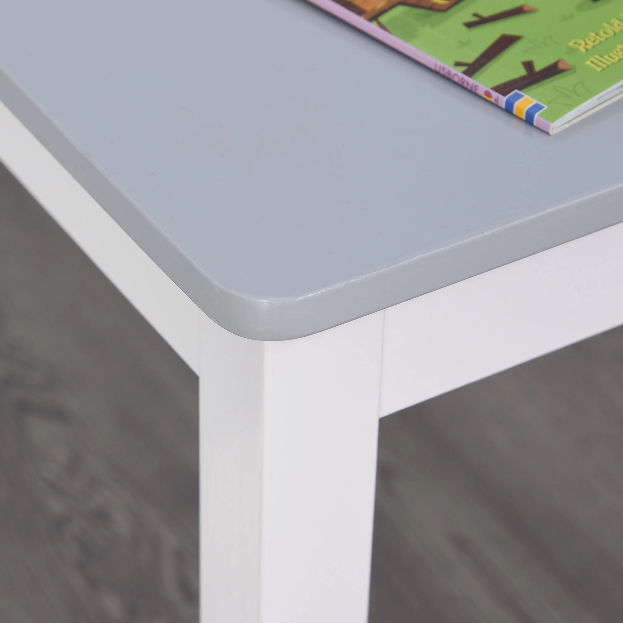 Homcom Kids Three-Piece Table and Chairs Set  Grey & White - Image 8