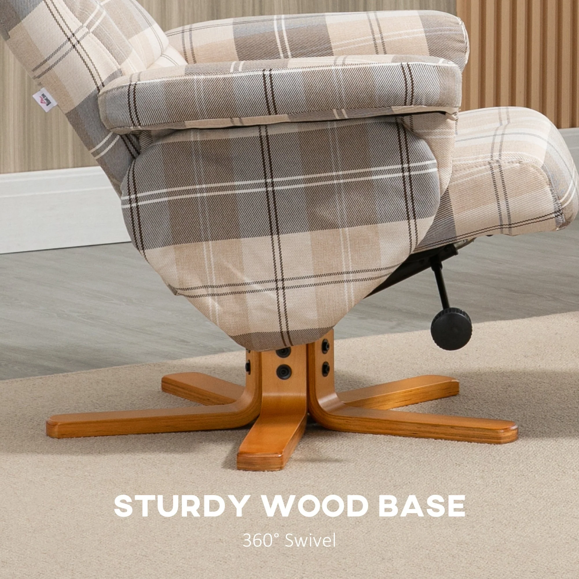 Homcom Linen Swivel Recliner Chair with Footstool - Image 7