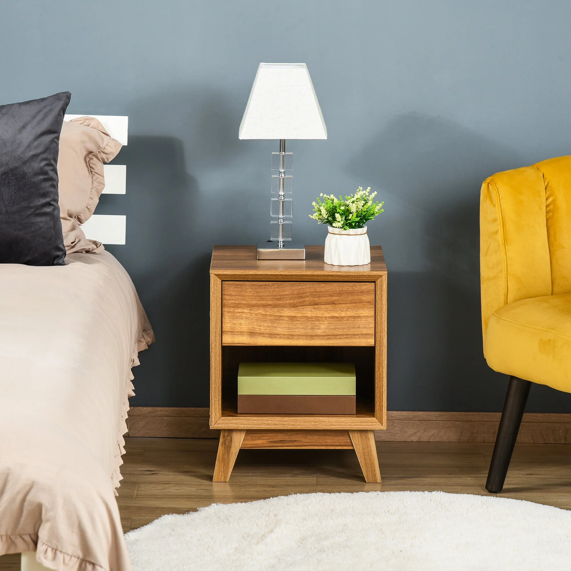 Homcom Modern Bedside Table Nightstand - Image 7