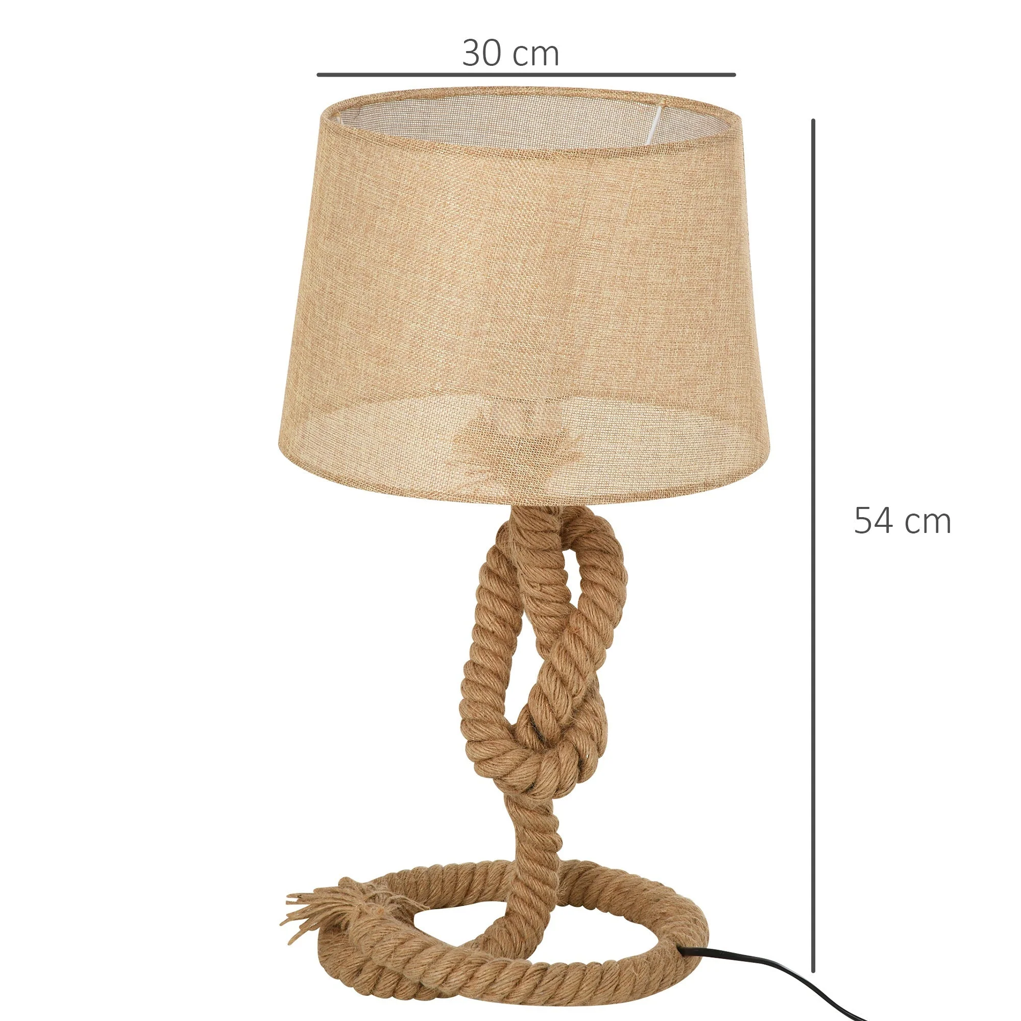 Homcom Nautical Style Table Lamp With Fabric Lampshade Metal Frame Power Switch - Image 3