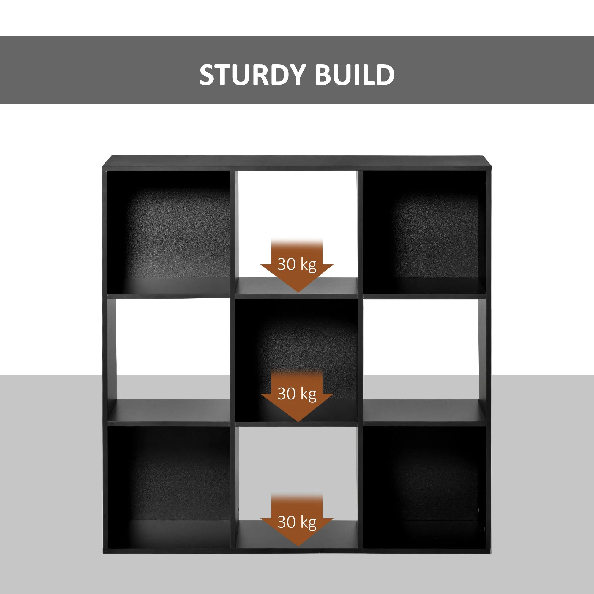 Homcom Nine-Cube Compact Shelving Unit - Black - Image 7