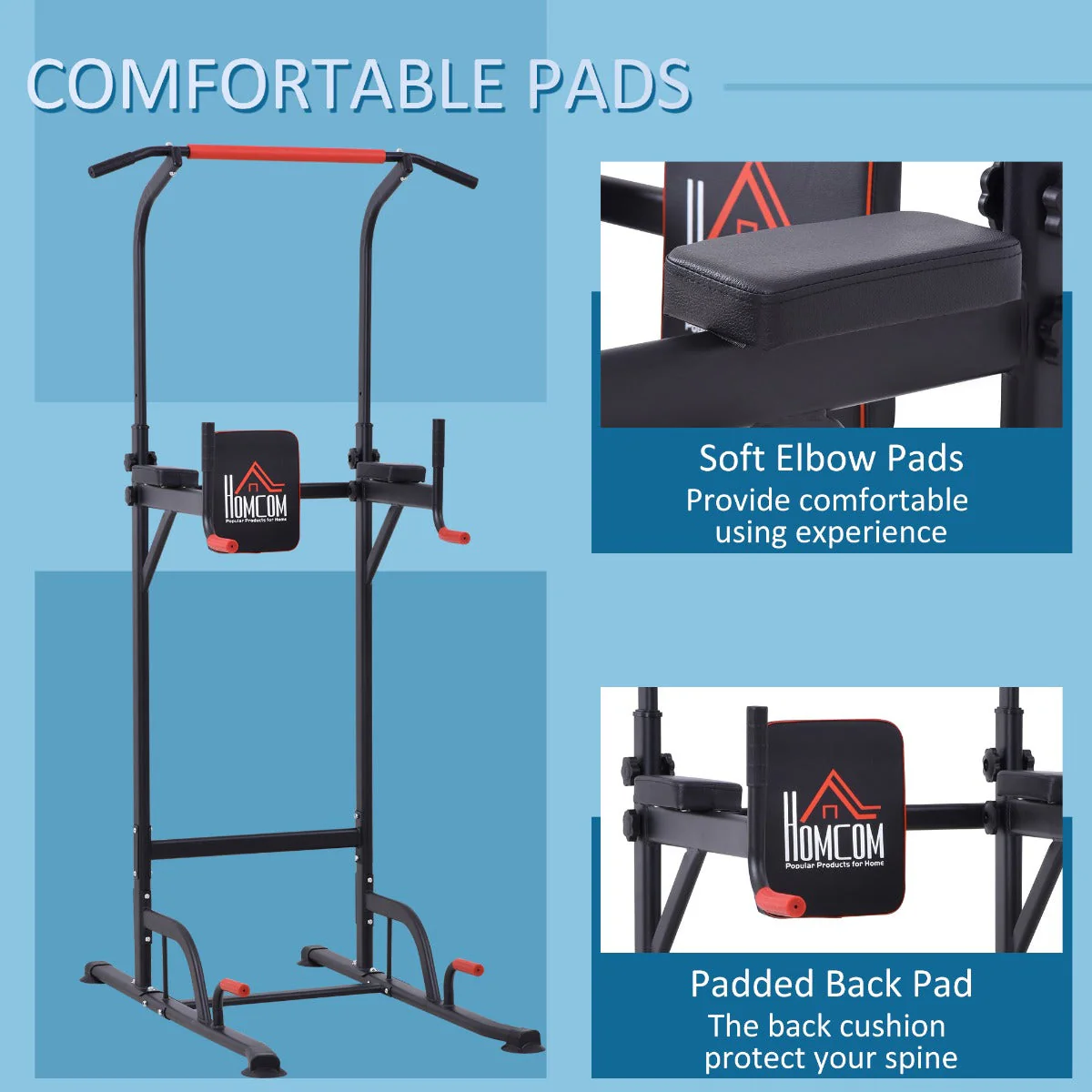 Homcom Pull Up Station Power Tower Station Bar Home Gym Workout - Image 4