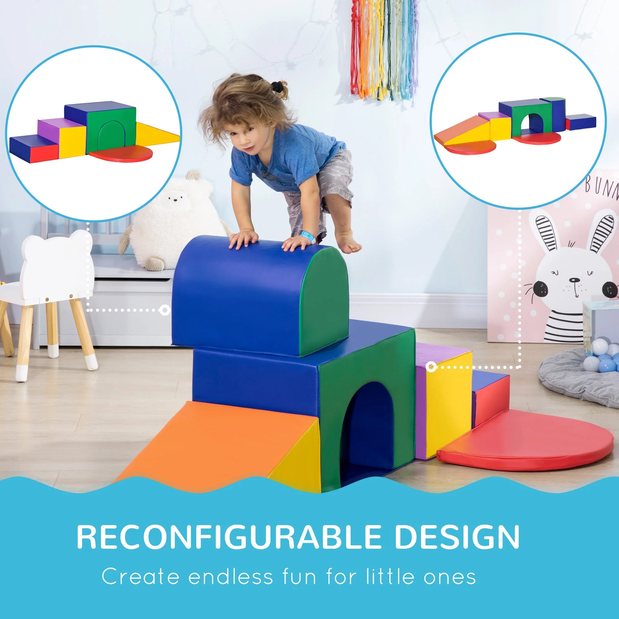 Homcom Seven-Piece Kids Soft Playset - Image 6